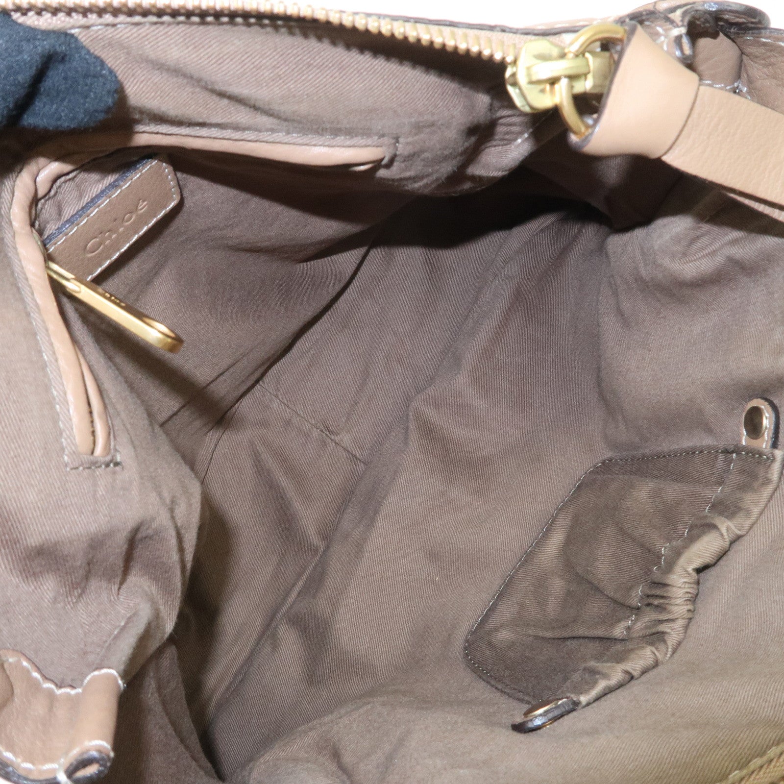 Chloe Marcie Leather Tote Bag Hand Bag Shoulder Bag Beige Used