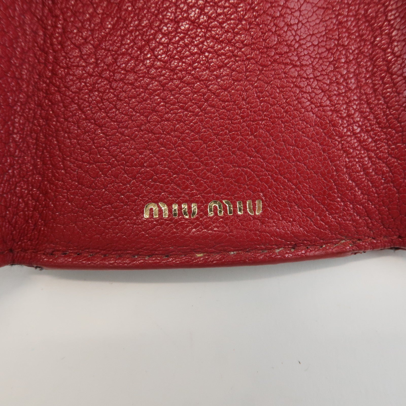 MIU MIU Love Letter Leather Compact Wallet Black Red Used