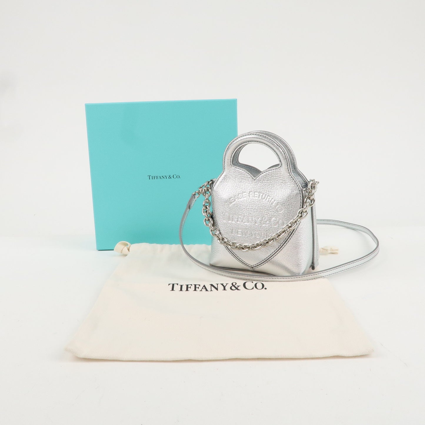 Tiffany & Co. Leather Return to Tiffany Micro Tote Bag SIlver