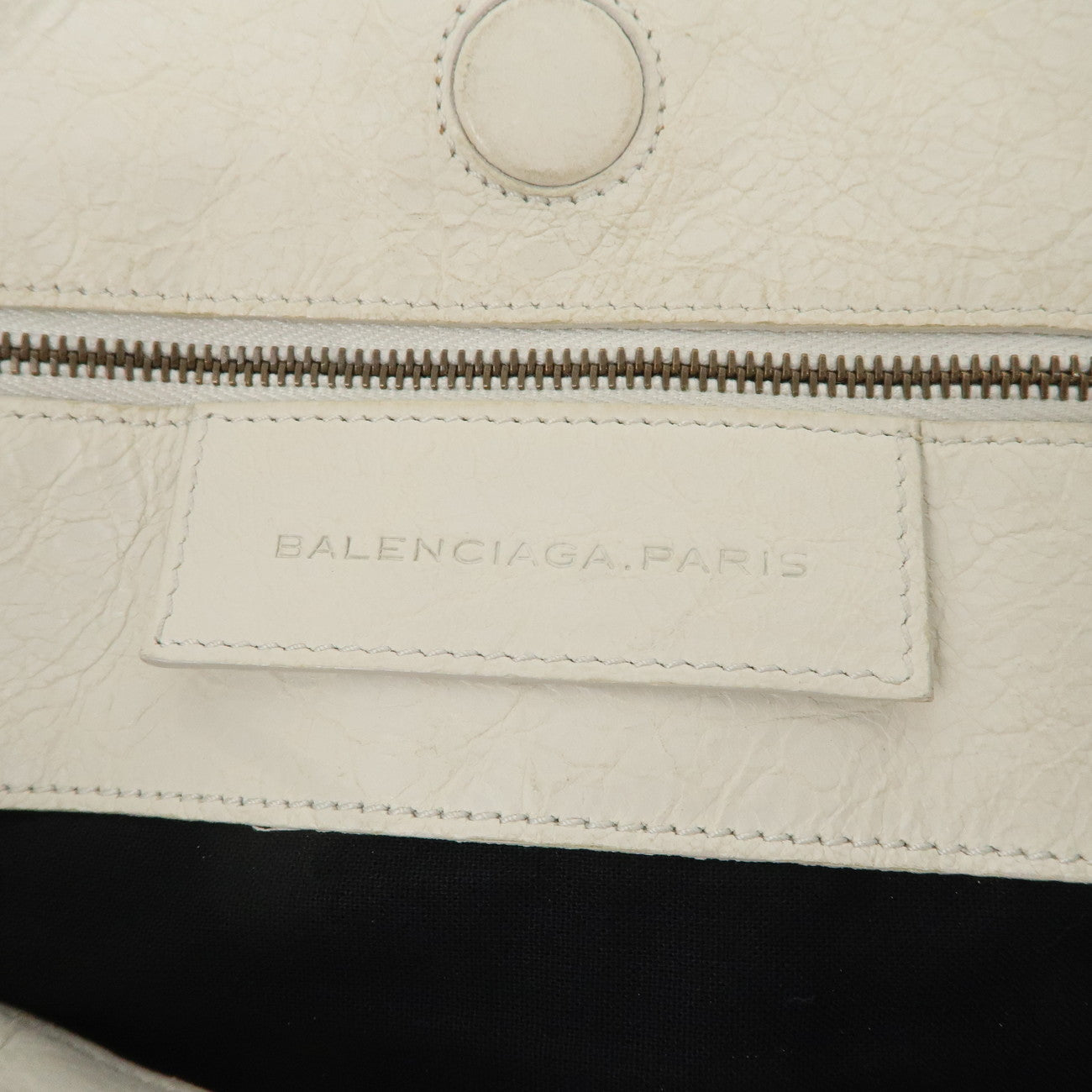 BALENCIAGA Leather The Sunday Tote Hand Bag White 228750