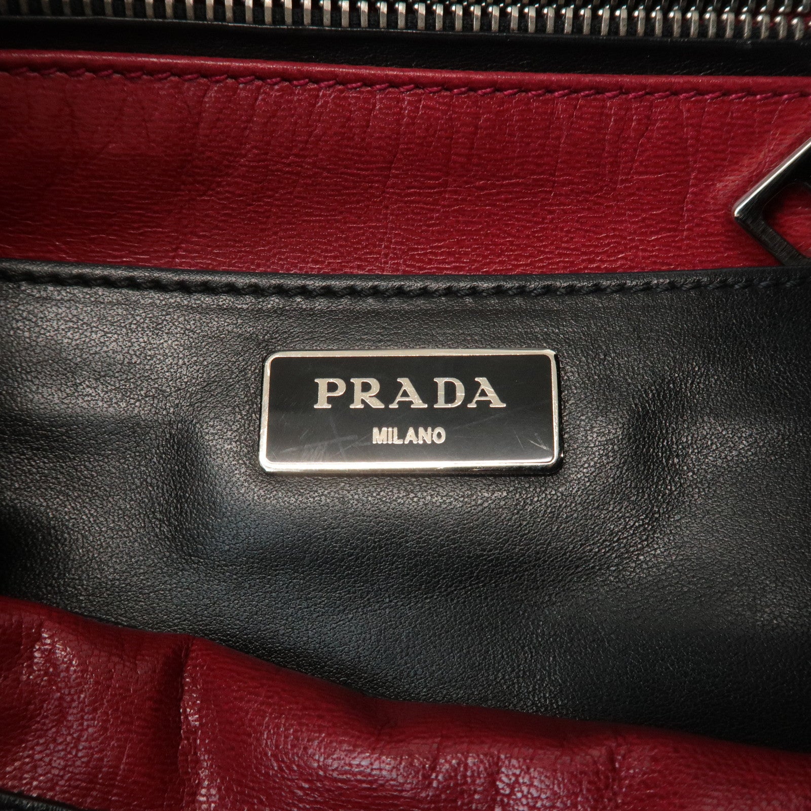 PRADA Calf Leather Drawstring Shoulder Bag Studs Tassel B5061M