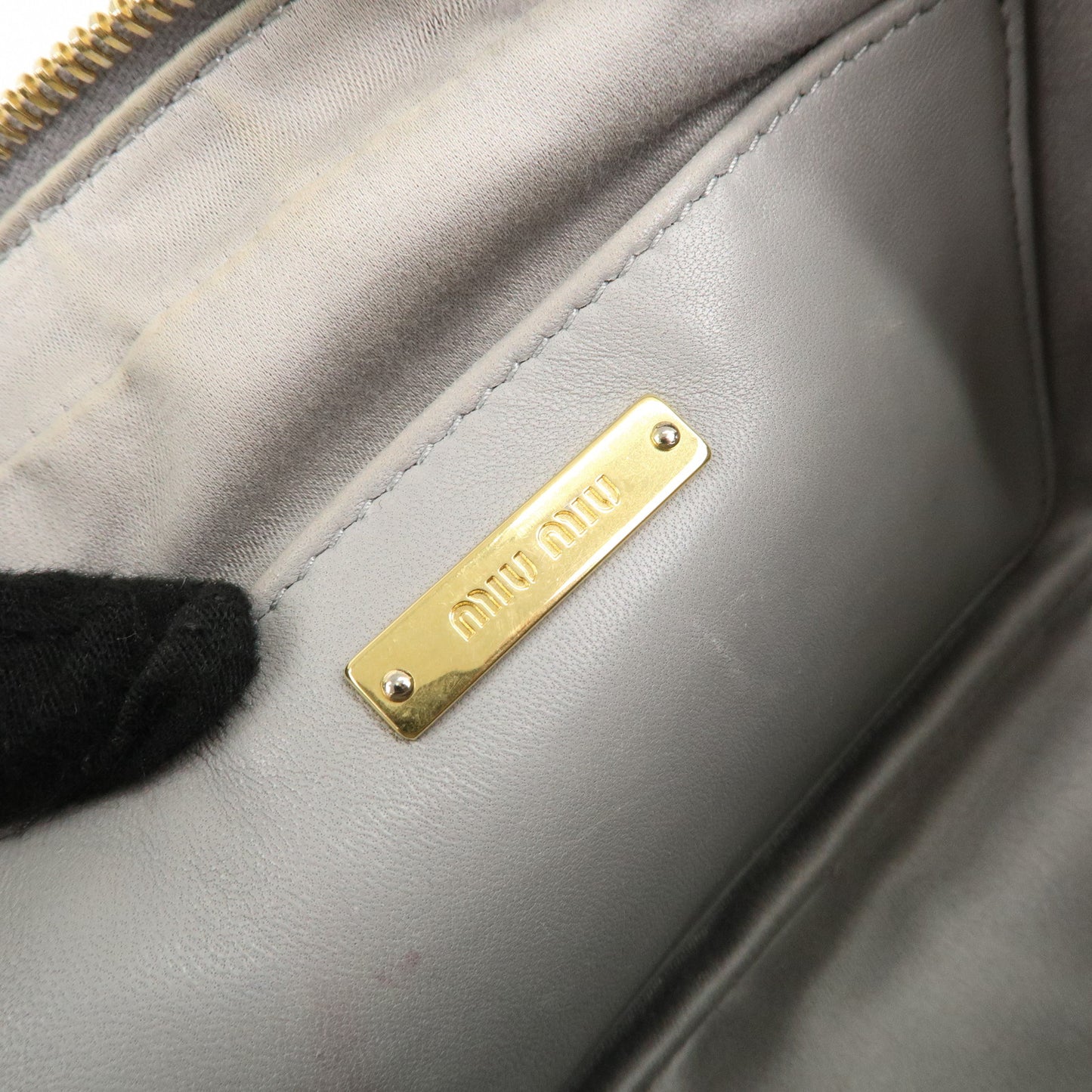 MIU MIU Matelasse Leather Chain Shoulder Bag Gray