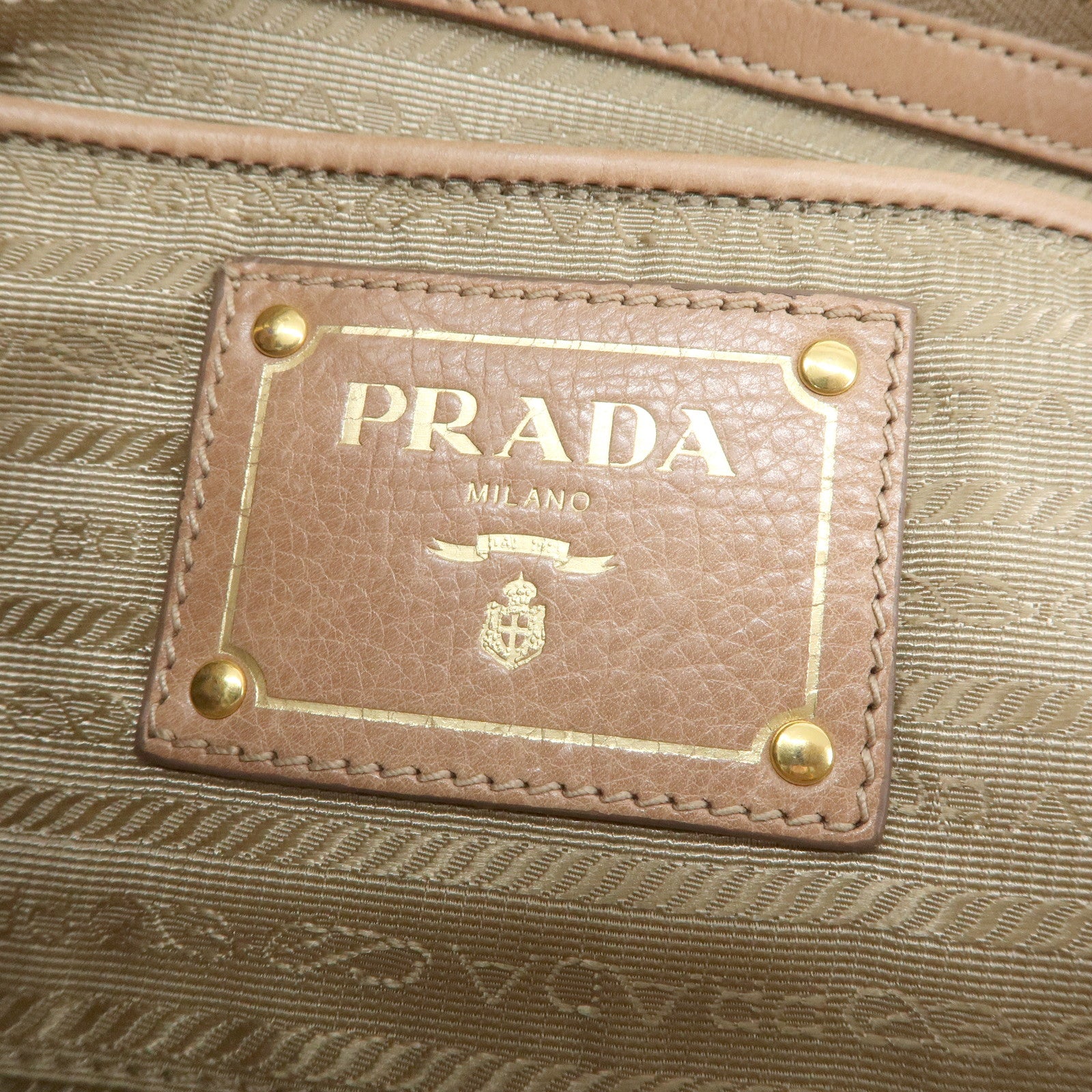 PRADA Leather Ribbon 2Way Hand Bag Shoulder Bag Beige BN2245