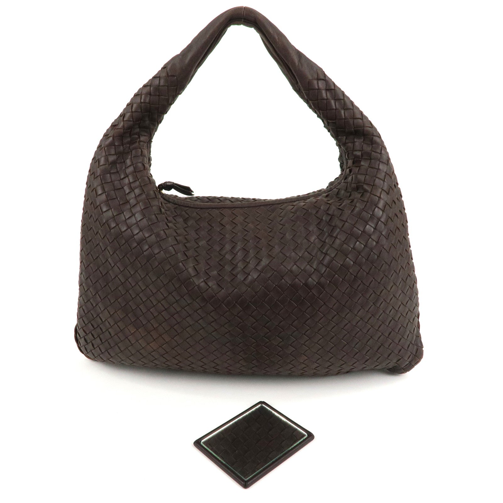 BOTTEGA VENETA Intrecciato Hobo Leather Shoulder Bag Brown 115654