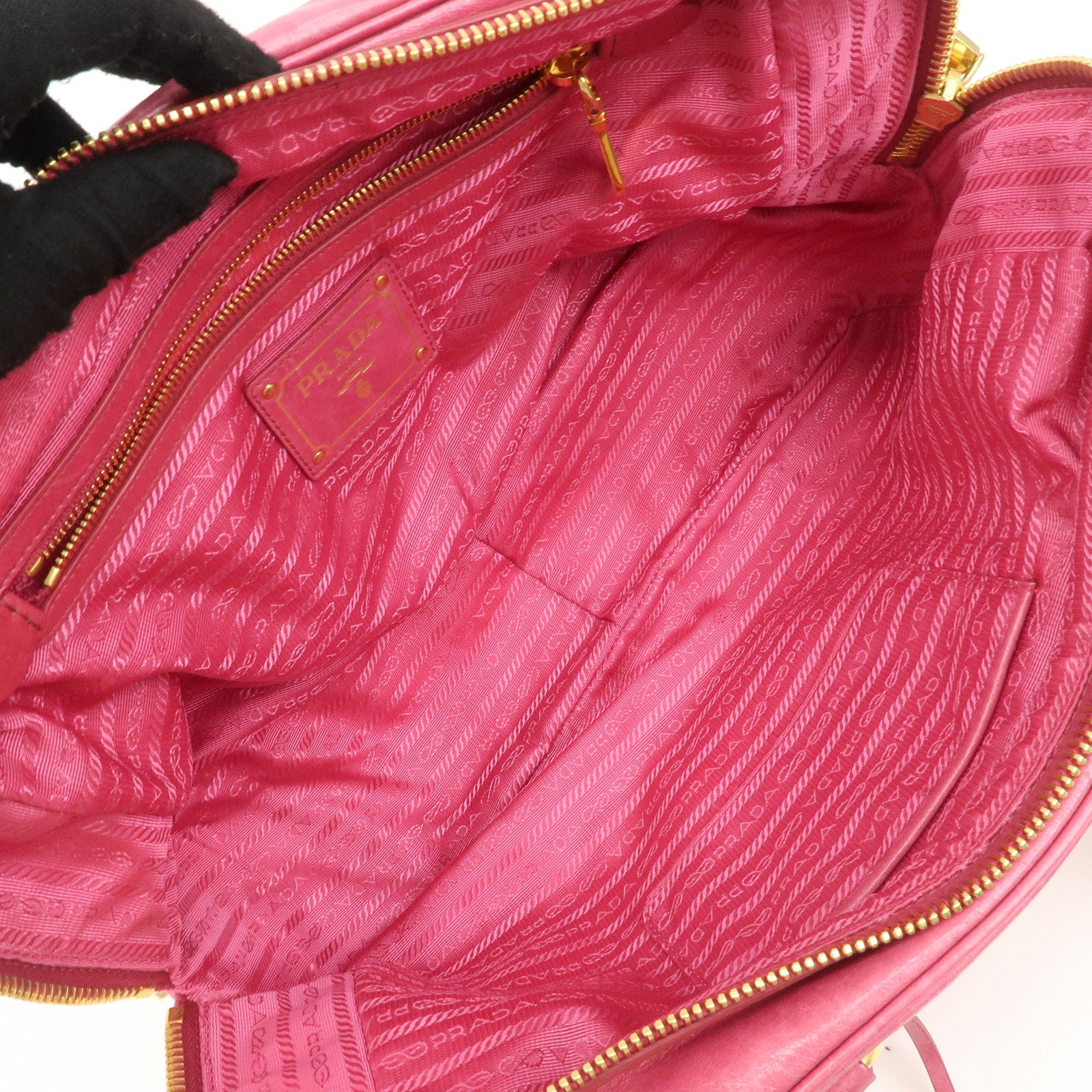 PRADA Logo Leather 2 Way Hand Bag Tote Bag Pink