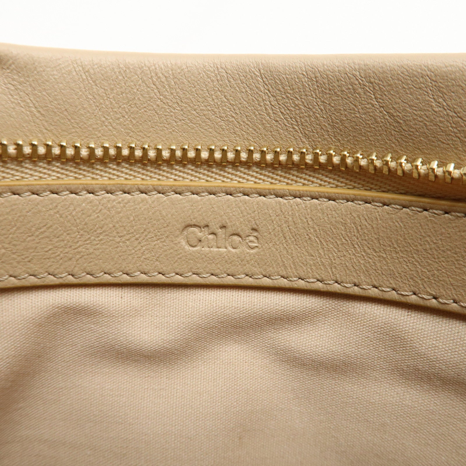 Chloe Leather Chain Shoulder Bag  Mini Bag Gold HDW Beige Used