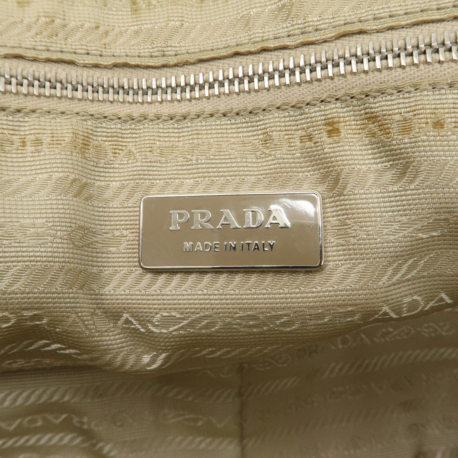 PRADA Leather Bowling Bag Punching Shoulder Bag Ivory Brown Used