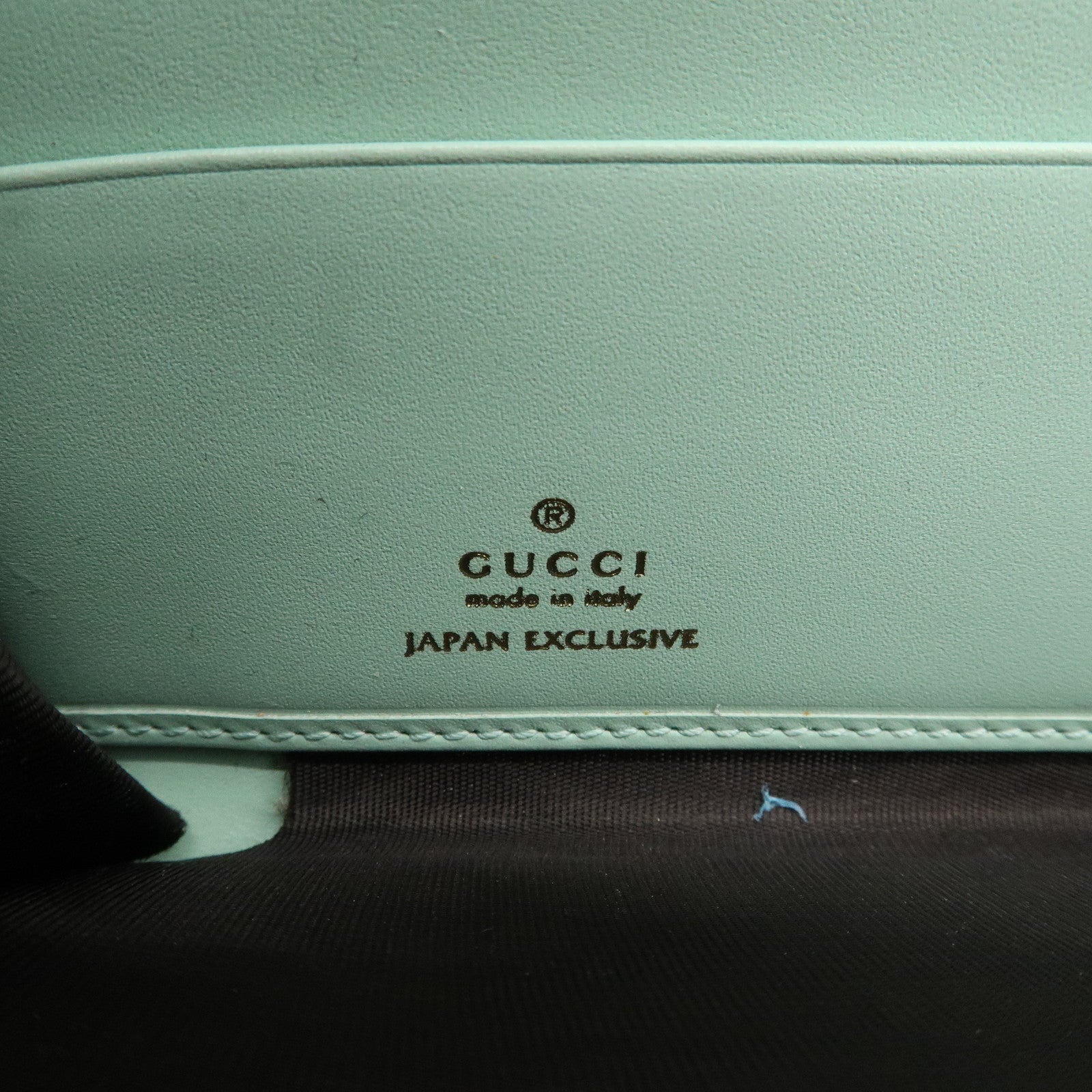 GUCCI Guccishima Leather Round Wallet Cat Motif Mint Green 548058