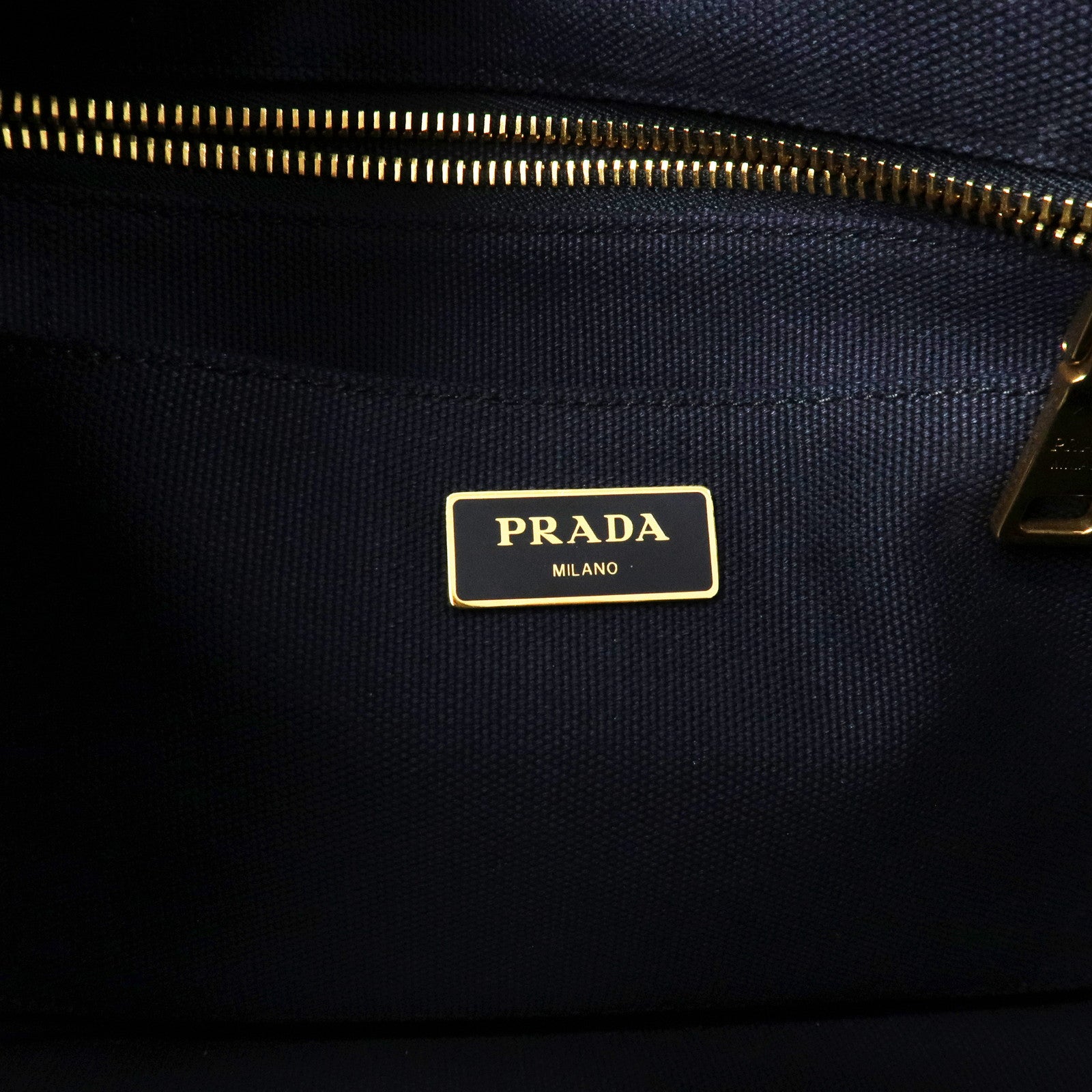 PRADA Canapa Mini Canvas Tote Bag Hand Bag Navy 1BG439