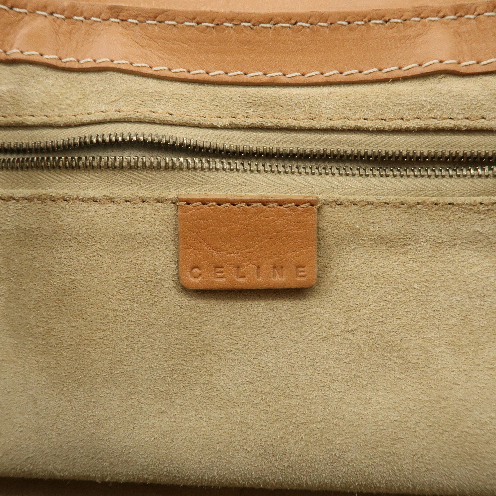 CELINE Leather Large Chouquette Shoulder Bag Light Brown