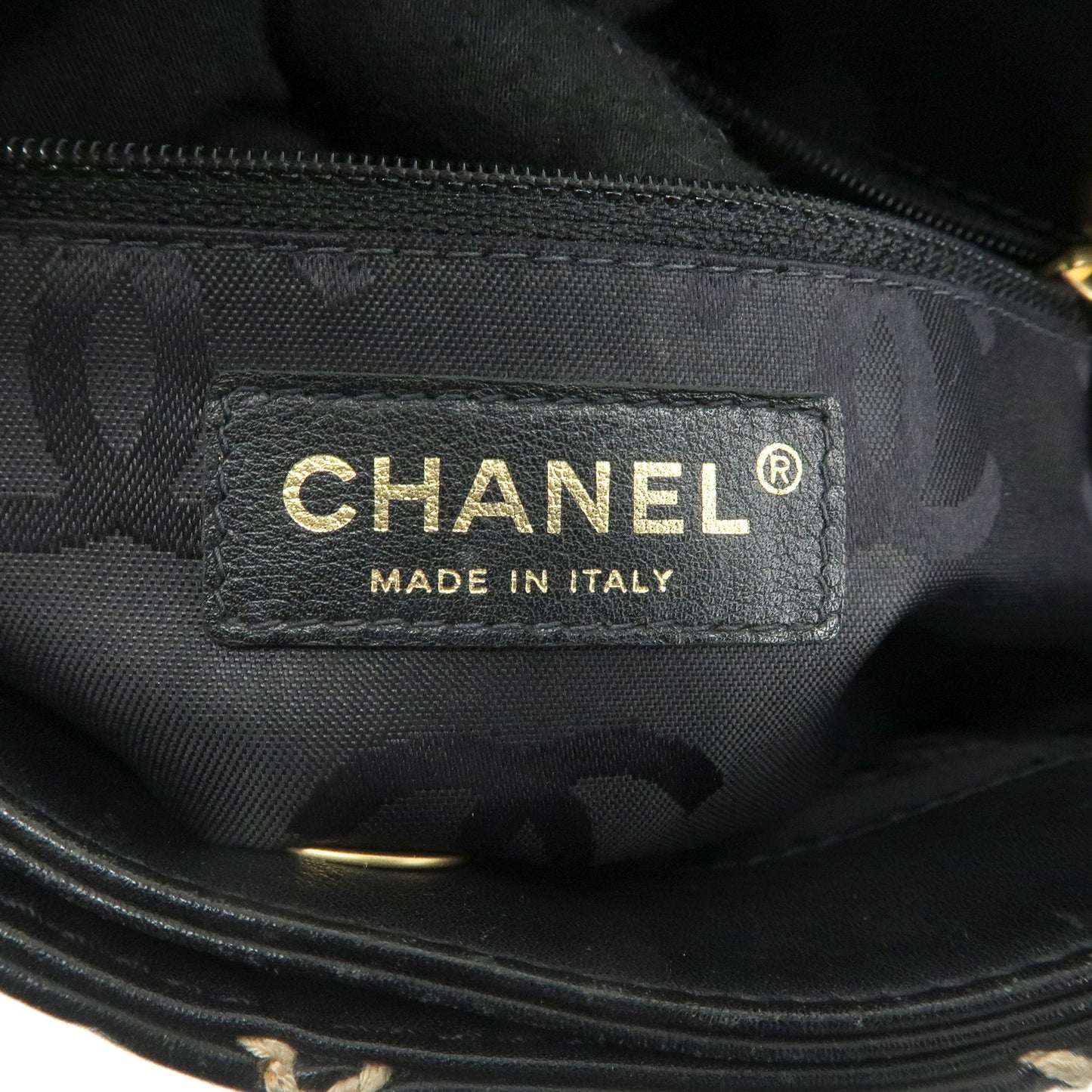 CHANEL Wild Stich Lamb Skin Tote Bag Hand Bag Black A18126