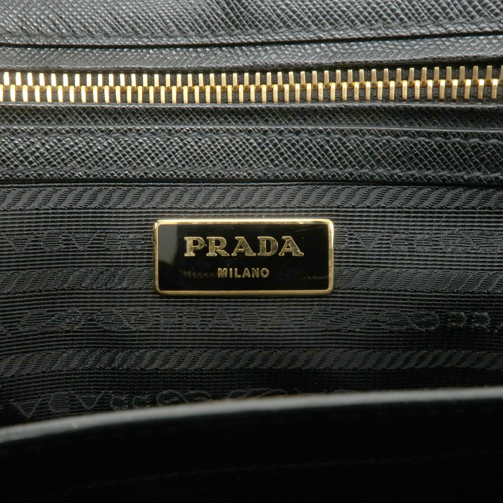 PRADA Saffiano Leather Galleria Medium 2WAY Bag Black