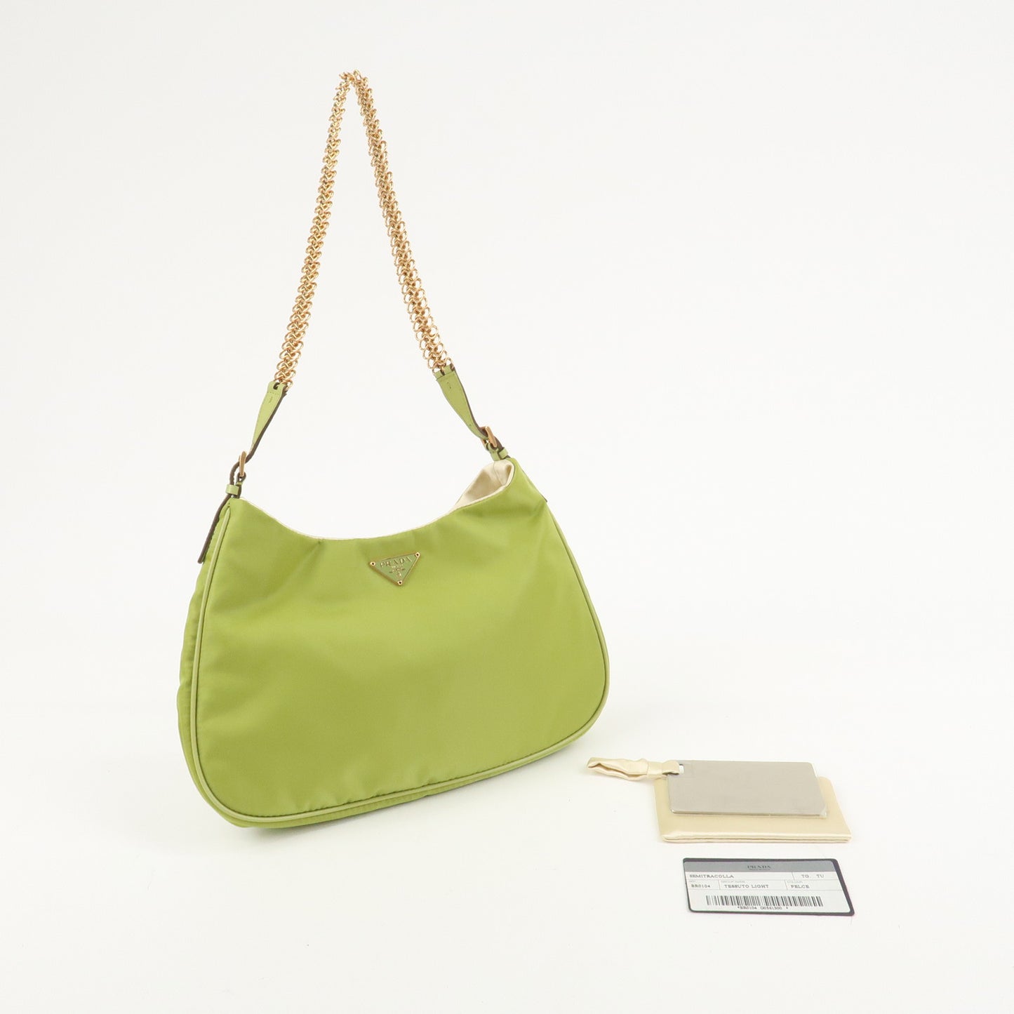 PRADA Logo Nylon Leather Shoulder Bag Purse Green BR0104