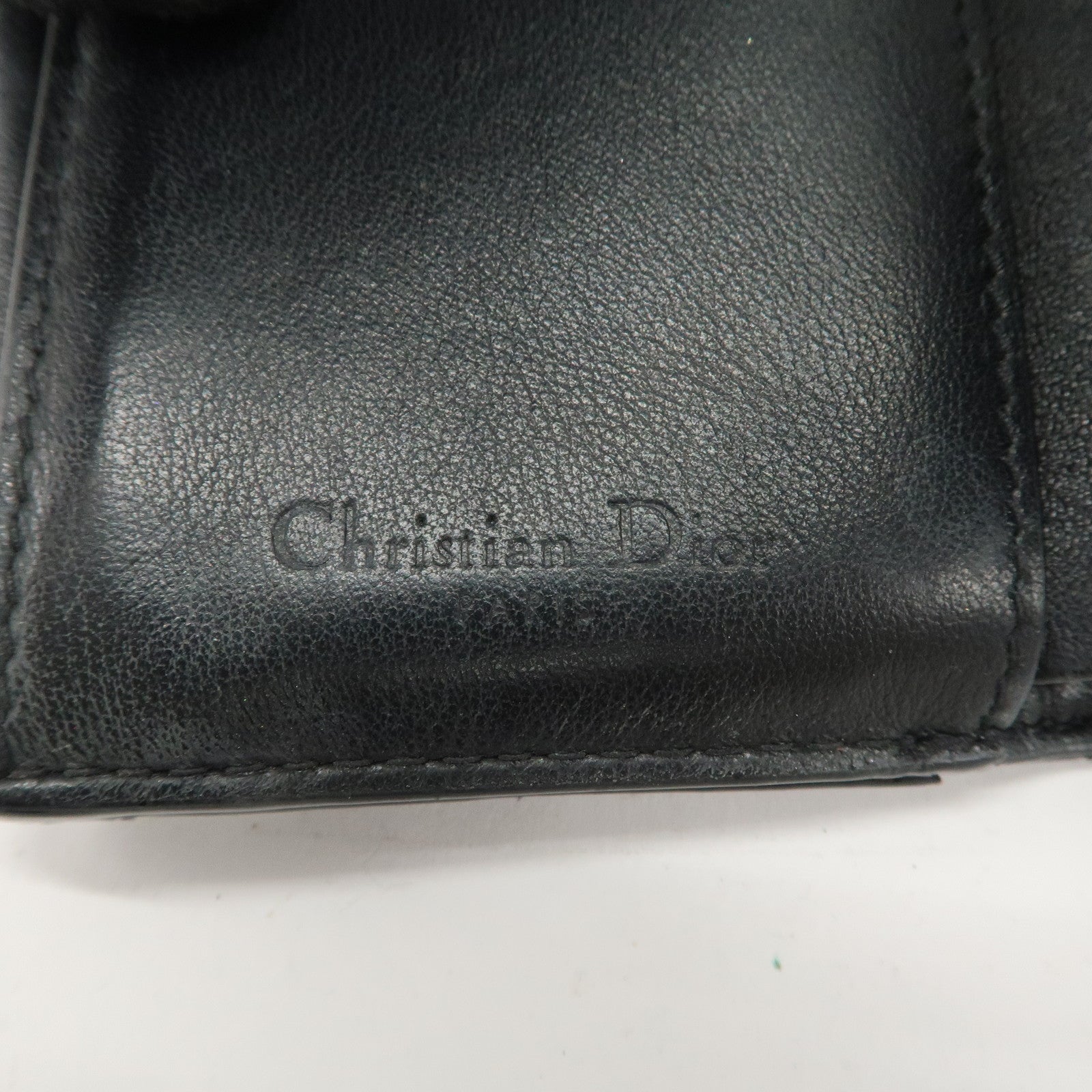 Christian Dior Cannage Patent Leather Lotus Wallet Black