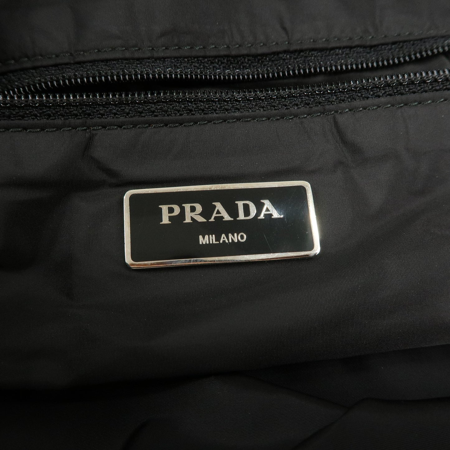 PRADA Nylon Tote Bag Khaki Camouflage Silver Hardware B4626C