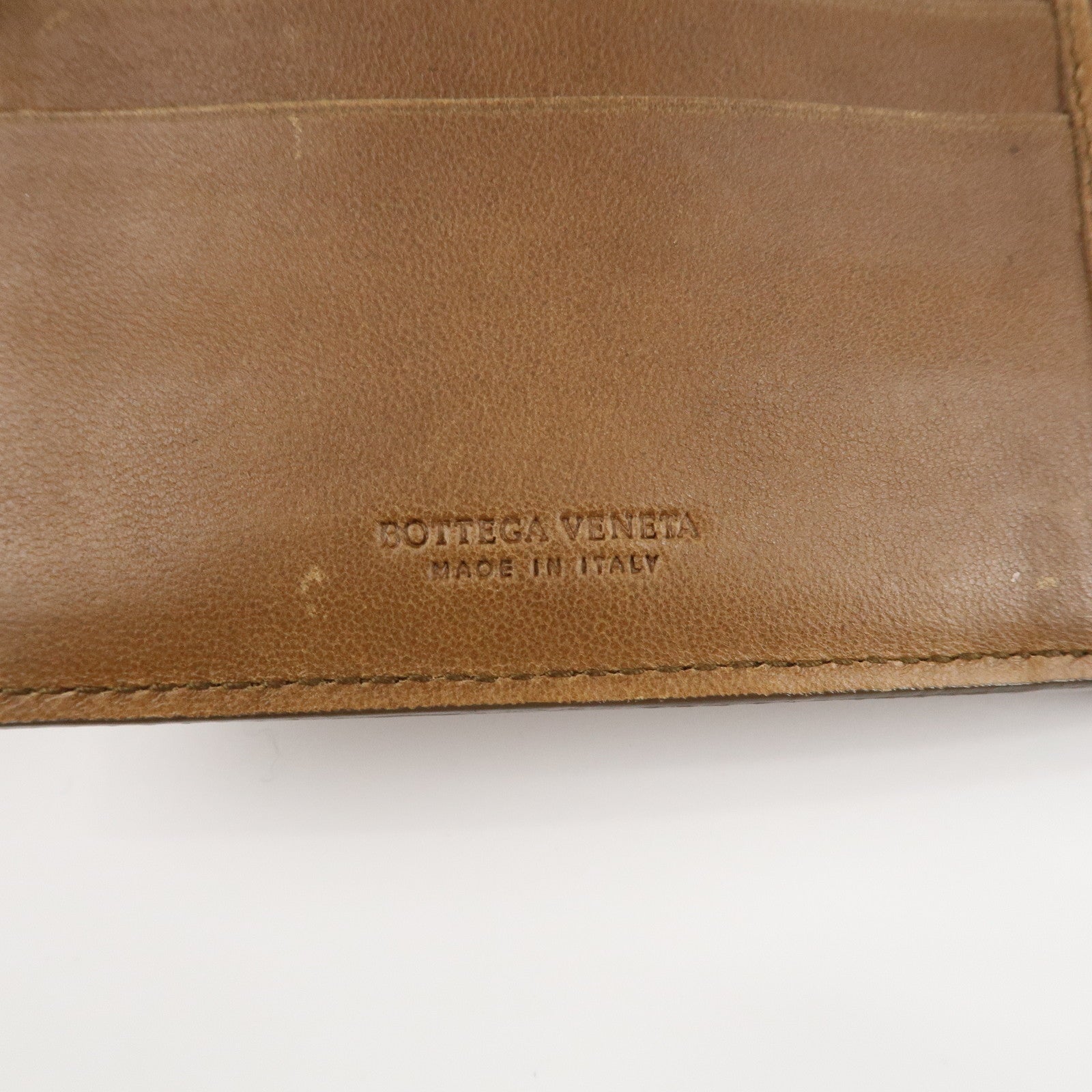 BOTTEGA VENETA Intrecciato Set of 2 Leather Wallet Brown Black Used