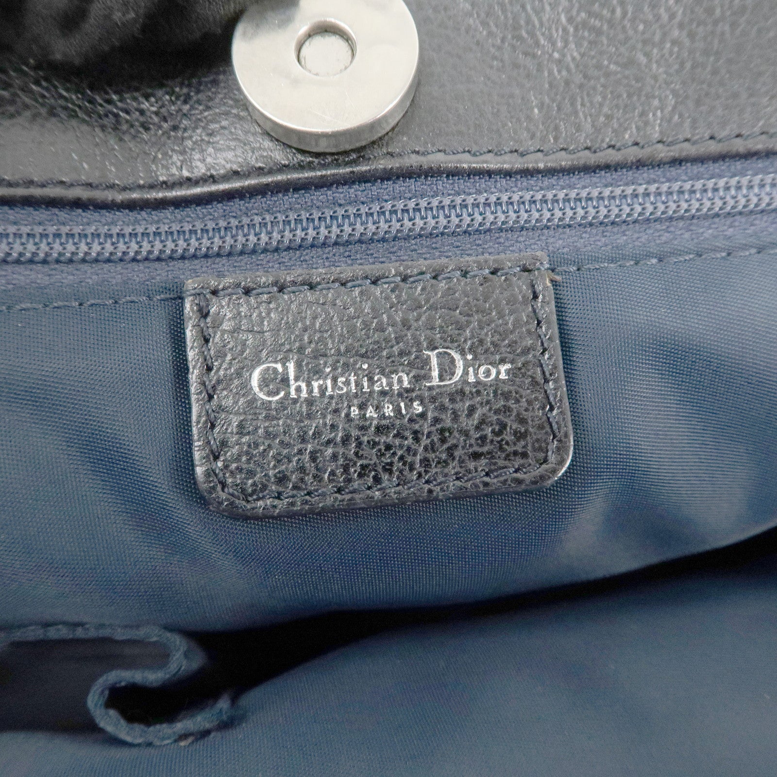 Christian Dior Flight Line Denim Leather Tote Bag Indiigo Black