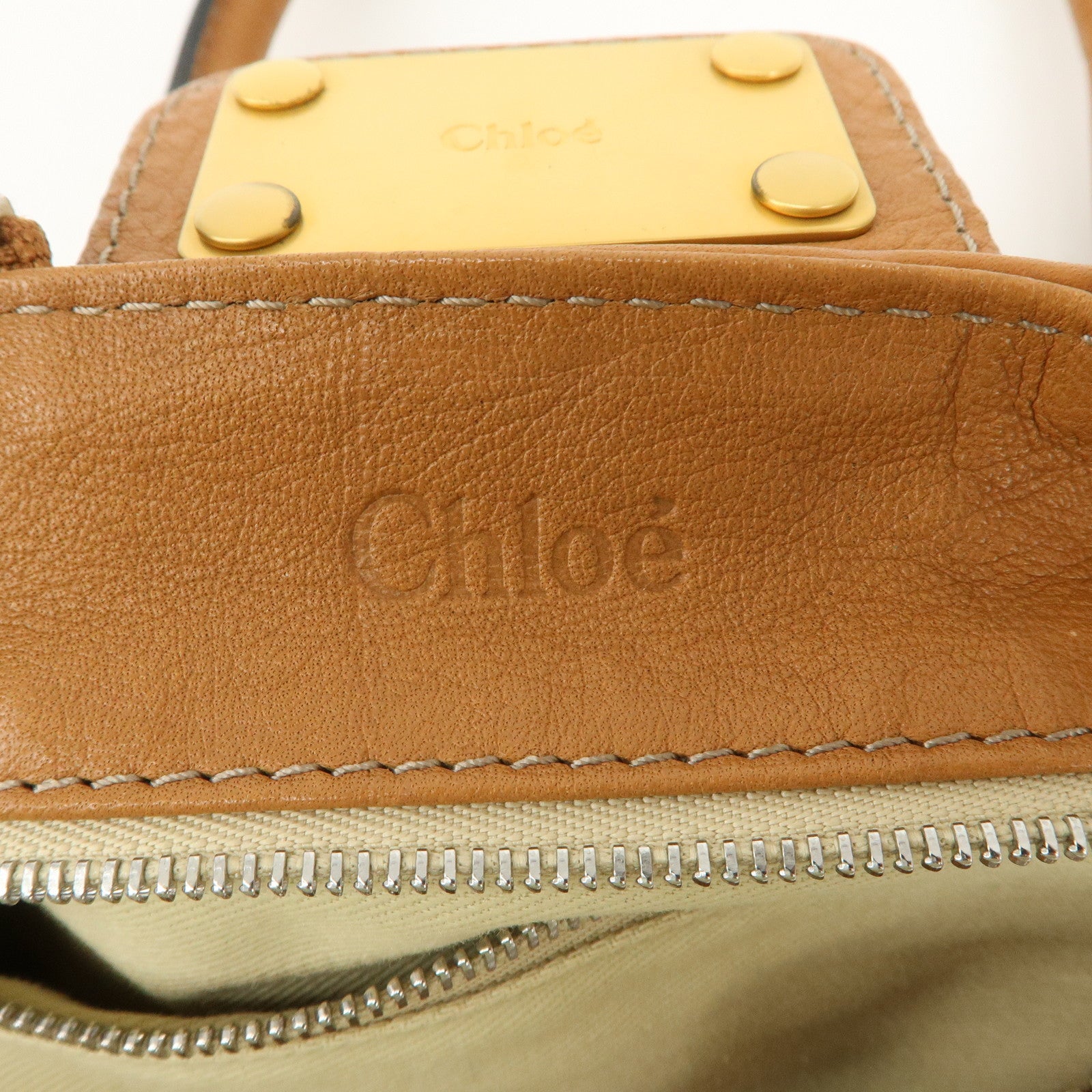 Chloe Paddington Leather Medium Hand Bag Shoulder Bag Brown Used