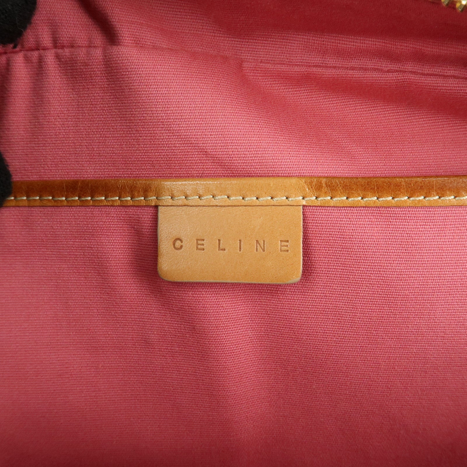 CELINE C Macadam Suede Leather Mini Boston Bag Hand Bag Pink Used