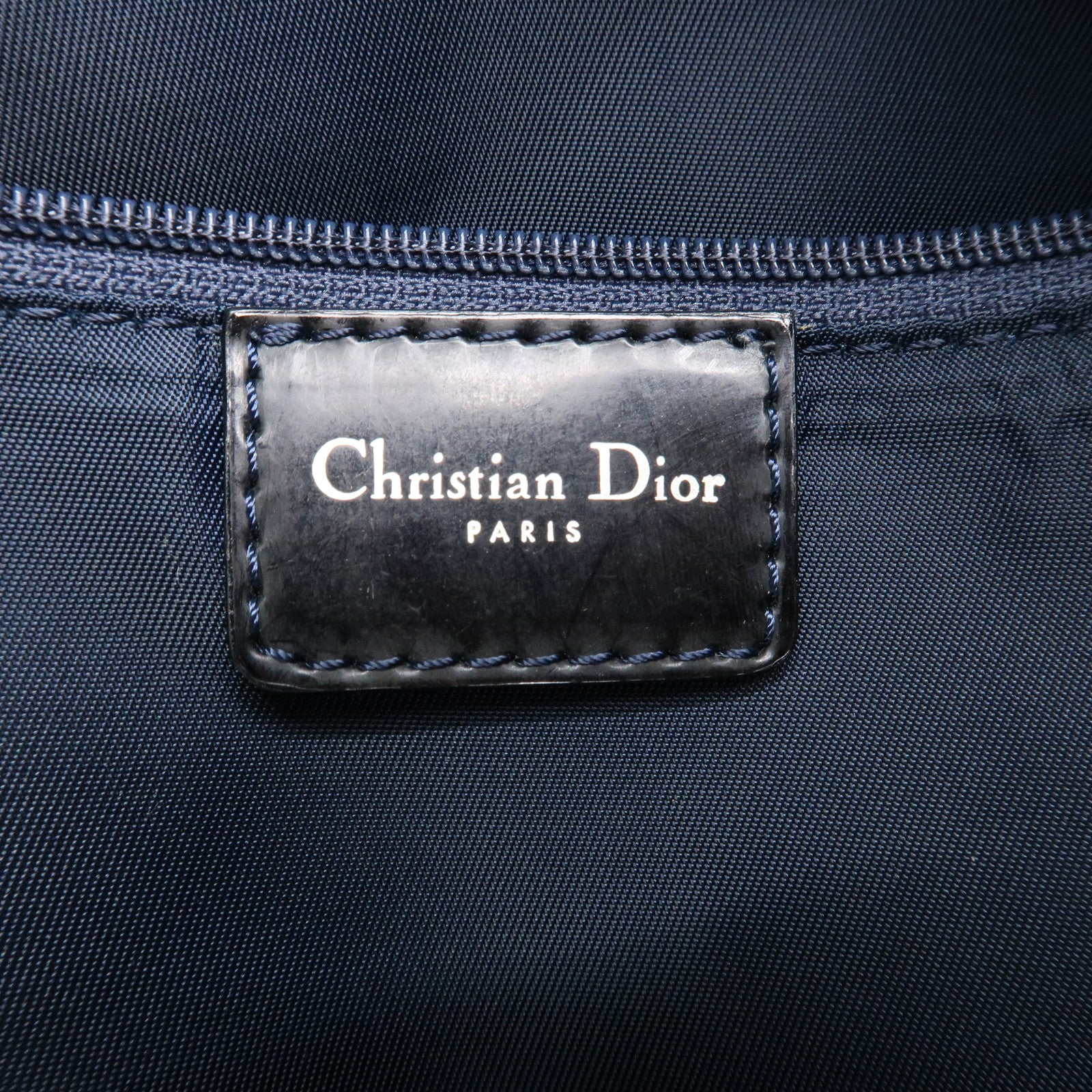 Christian Dior Trotter PVC Patent Leather Boston Bag Navy