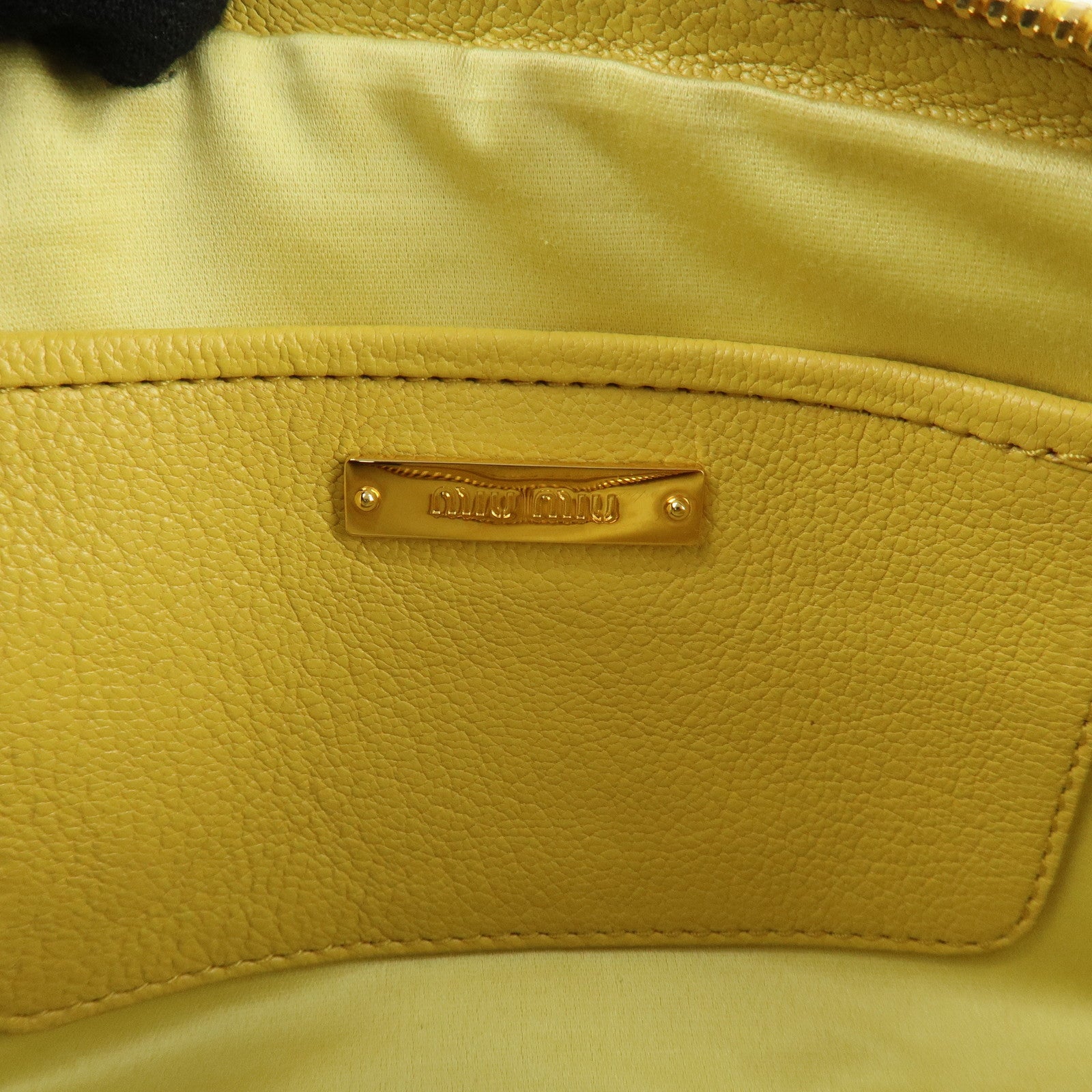 MIU MIU Leather MADRAS BICOLORE Shoulder Bag Yellow RT0539 Used