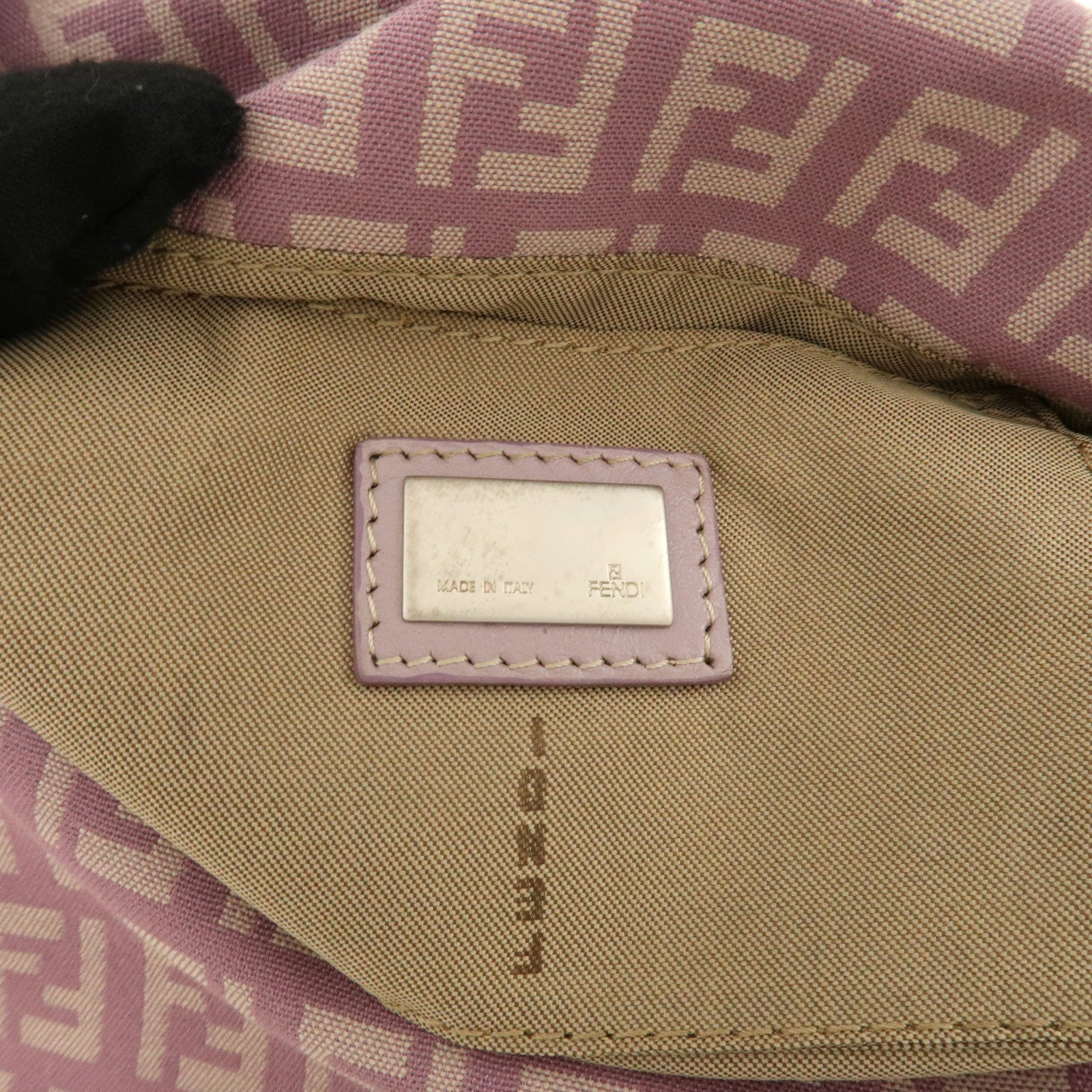 FENDI Zucchino Canvas Leather Mini Mamma Baguette Purple 8BR180