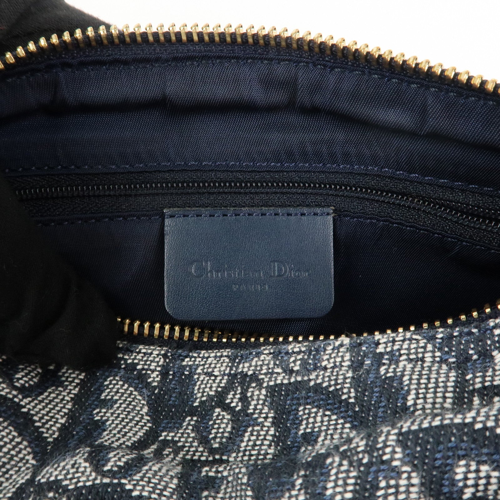 Christian Dior Trotter Canvas Leather Mini Boston Bag Navy