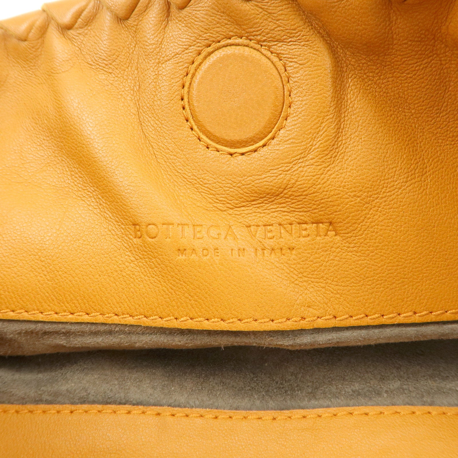 Bottega Veneta Intrecciato Leather Chain Shoulder Bag Orange Used