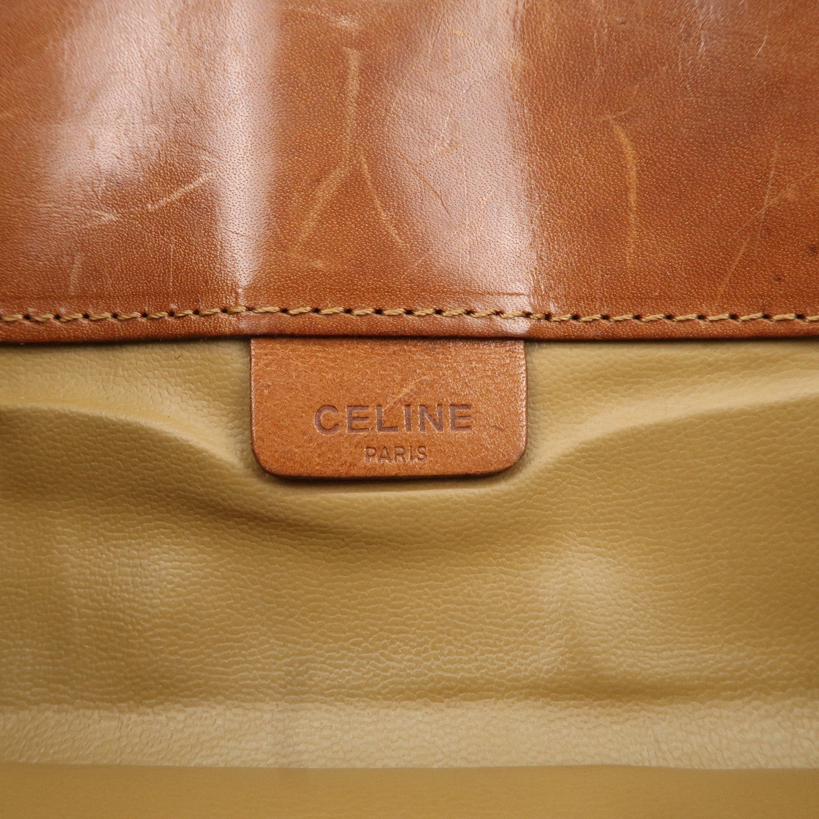 CELINE Macadam PVC Leather Cluth Bag Second Bag Brown