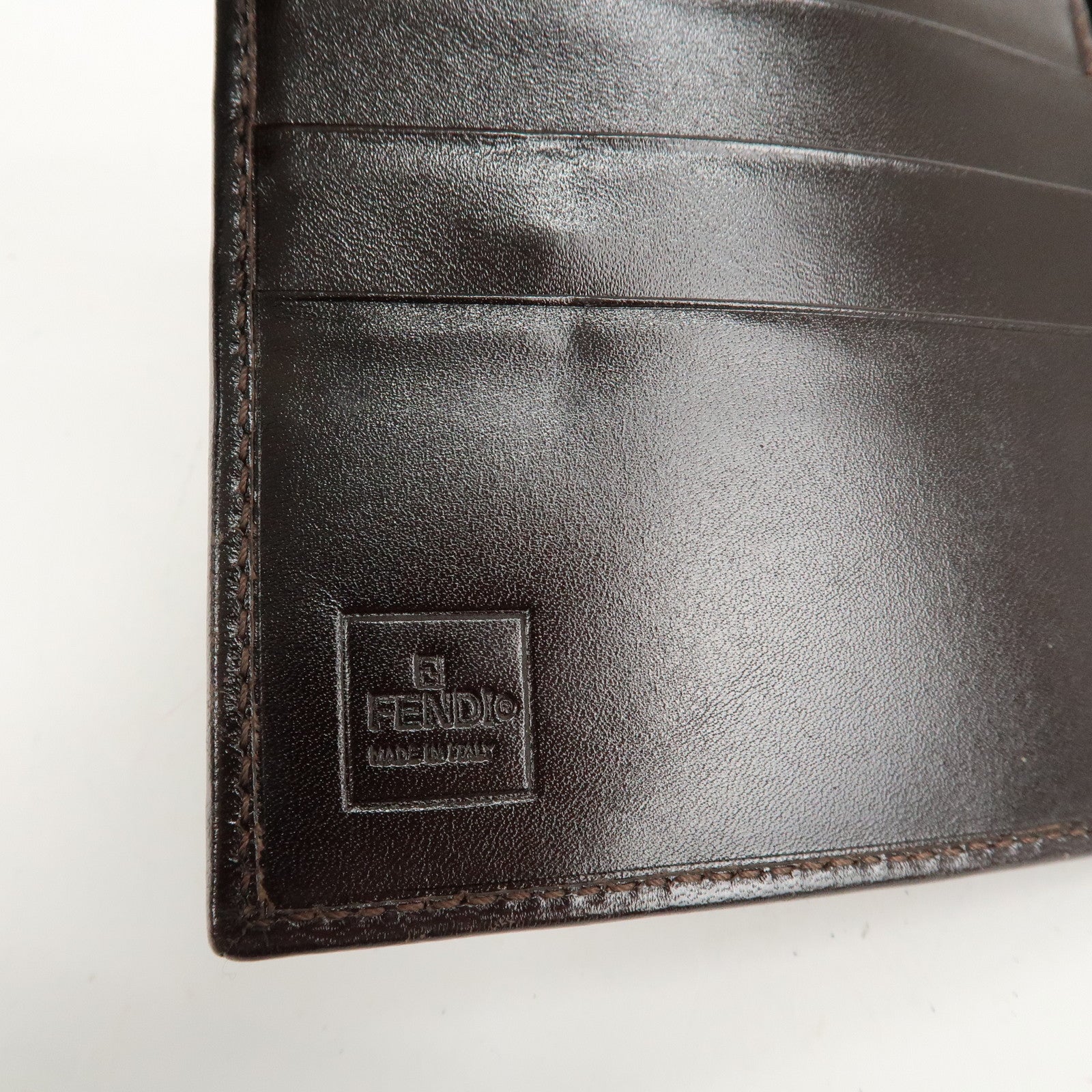 FENDI Zucca Set of 2 Canvas Leather Bi-fold Wallet Brown Black Used