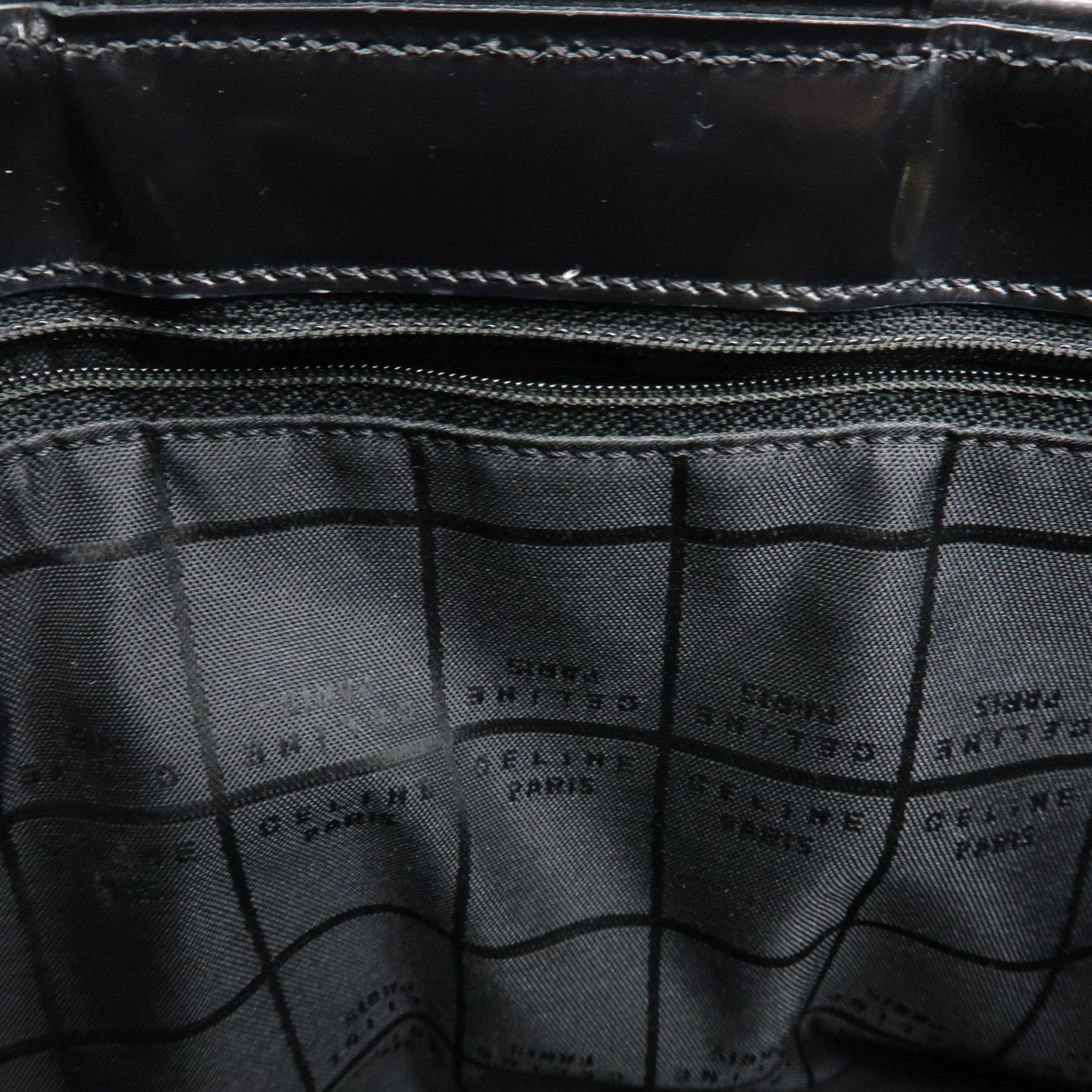 CELINE Macadam Patent Leather Mini Tote Bag Hand Bag Brown Black Used