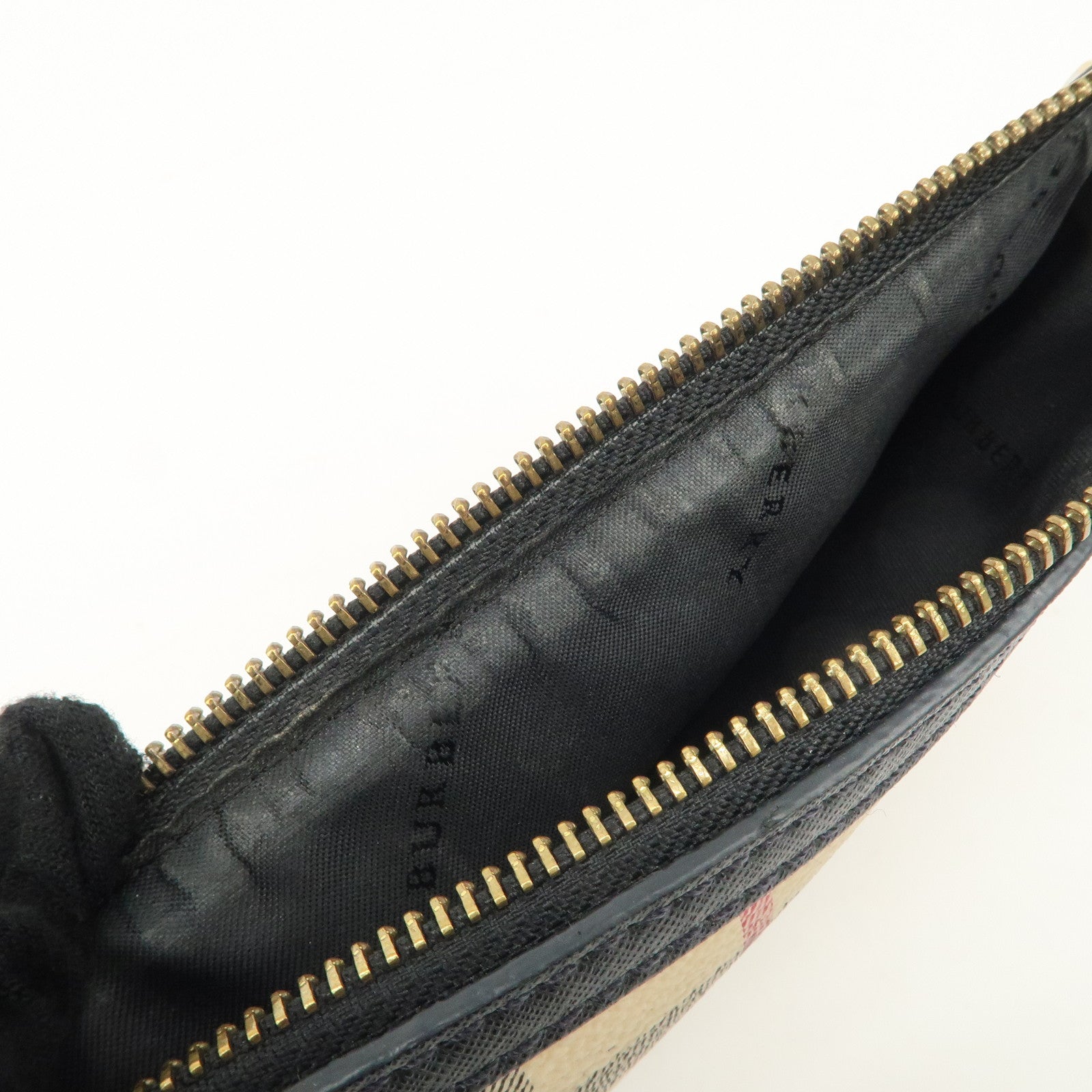 BURBERRY Nova Plaid PVC Leather Shoulder Bag Hand Bag Black Used