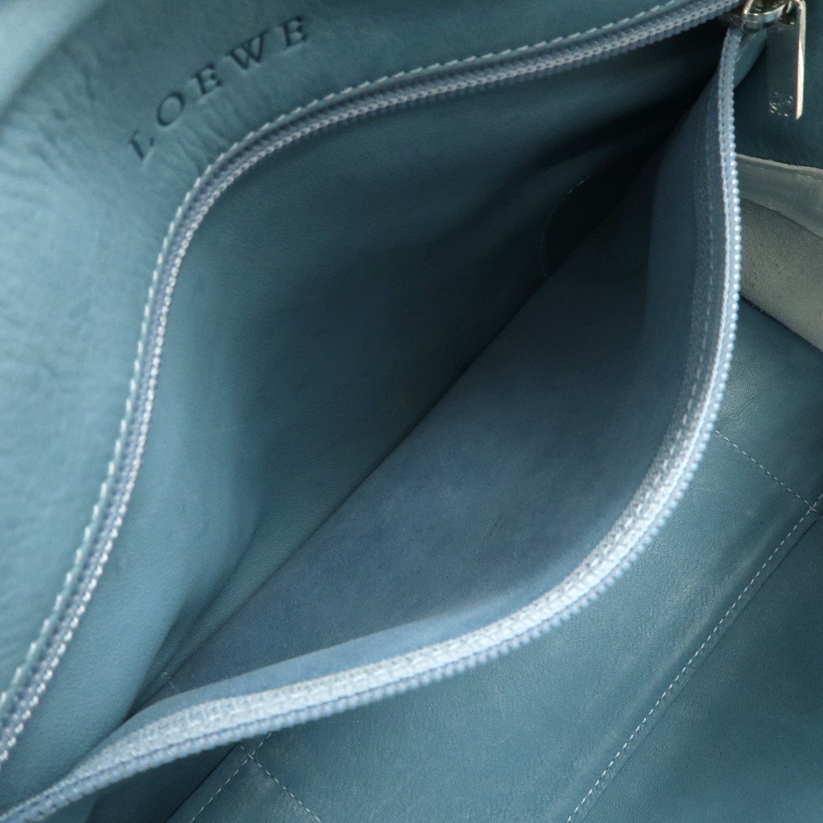 LOEWE Anagram Suede Leather Amazona 27 Hand Bag White Blue Used