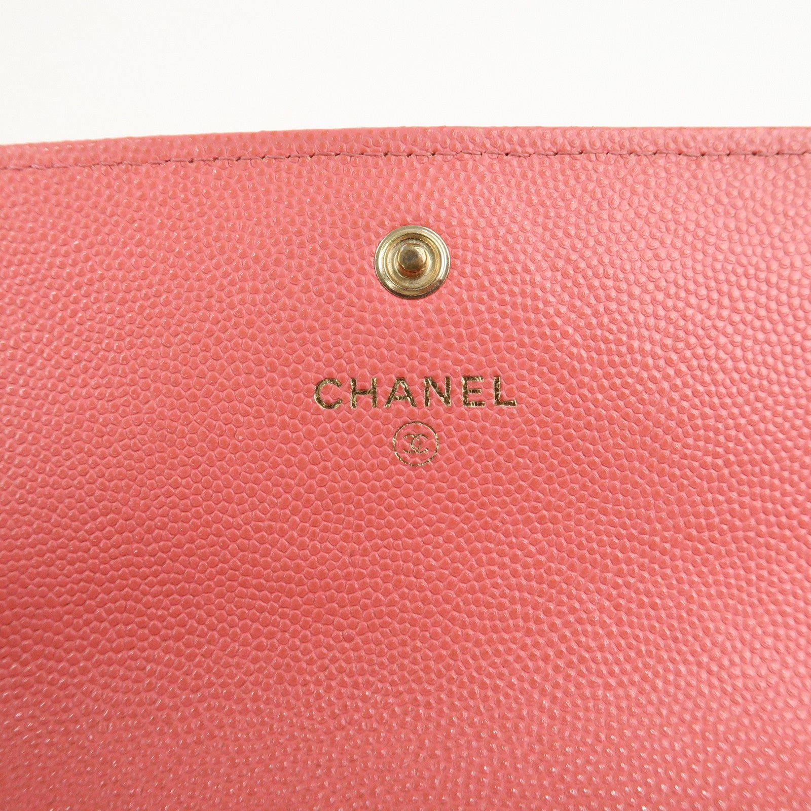 CHANEL Caviar Skin Coco Mark Bi-fold Long Wallet Pink