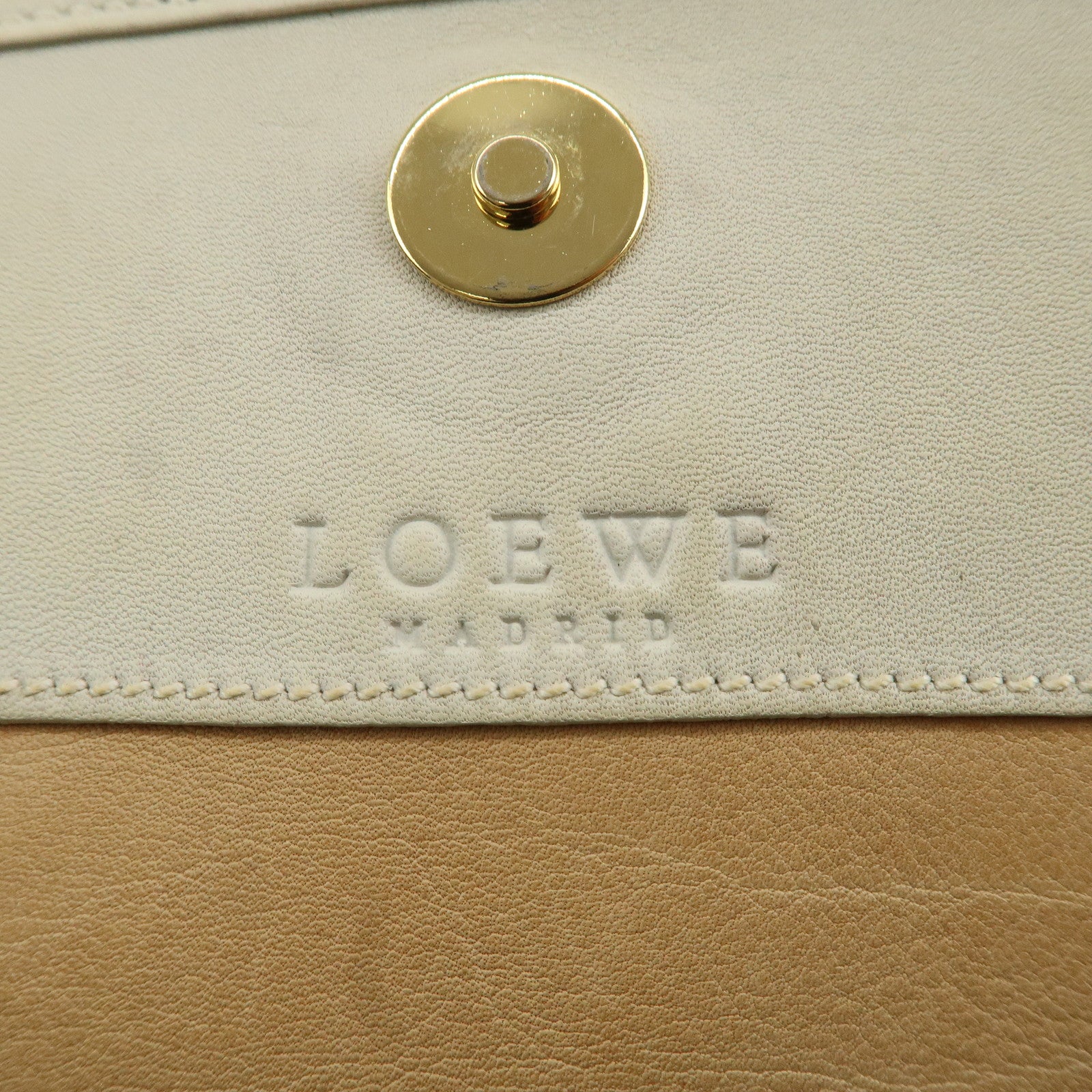 LOEWE Anagram Suede Leather Shoulder Bag Beige Ivory