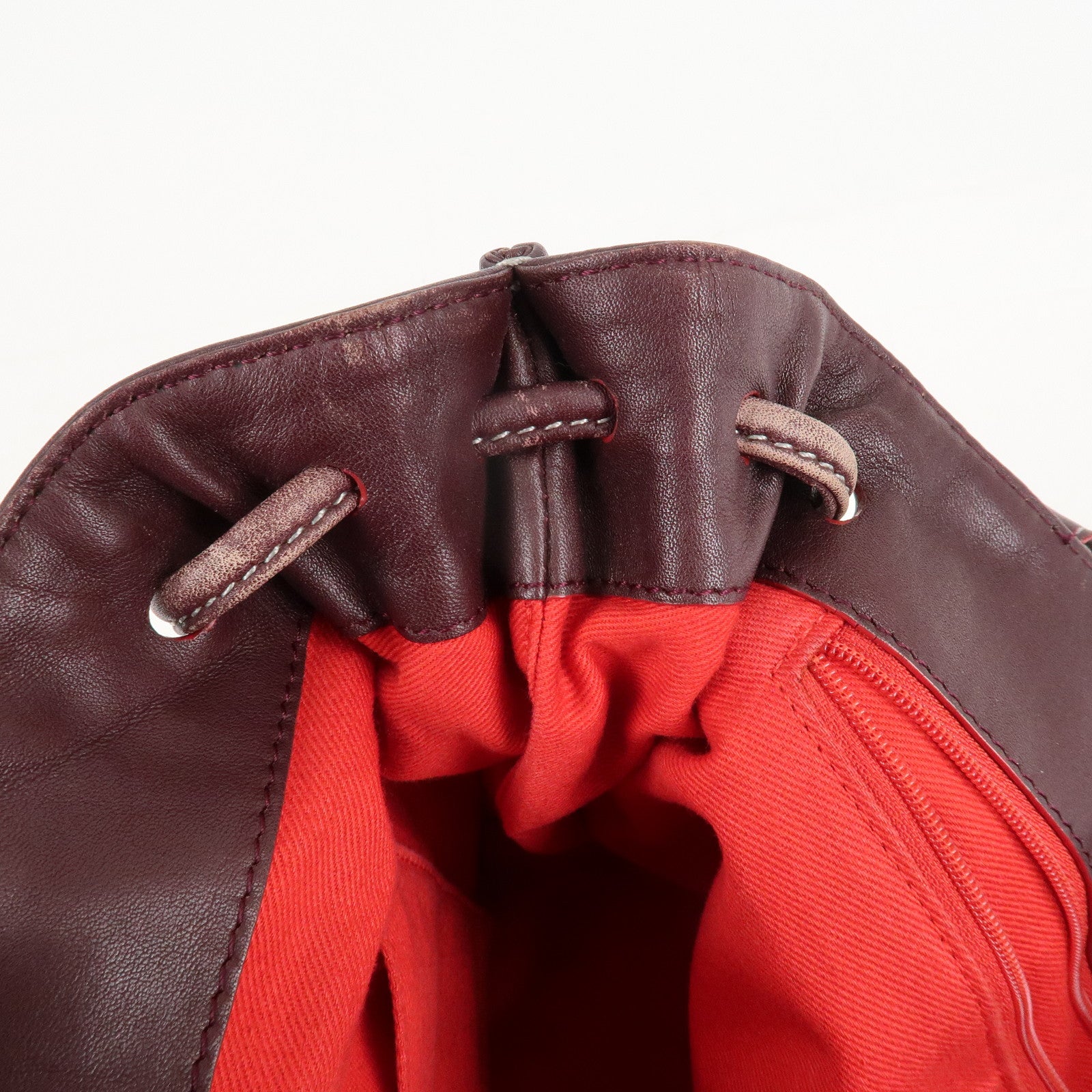 LOEWE Anagram Suede Leather Hand Bag Bordeaux