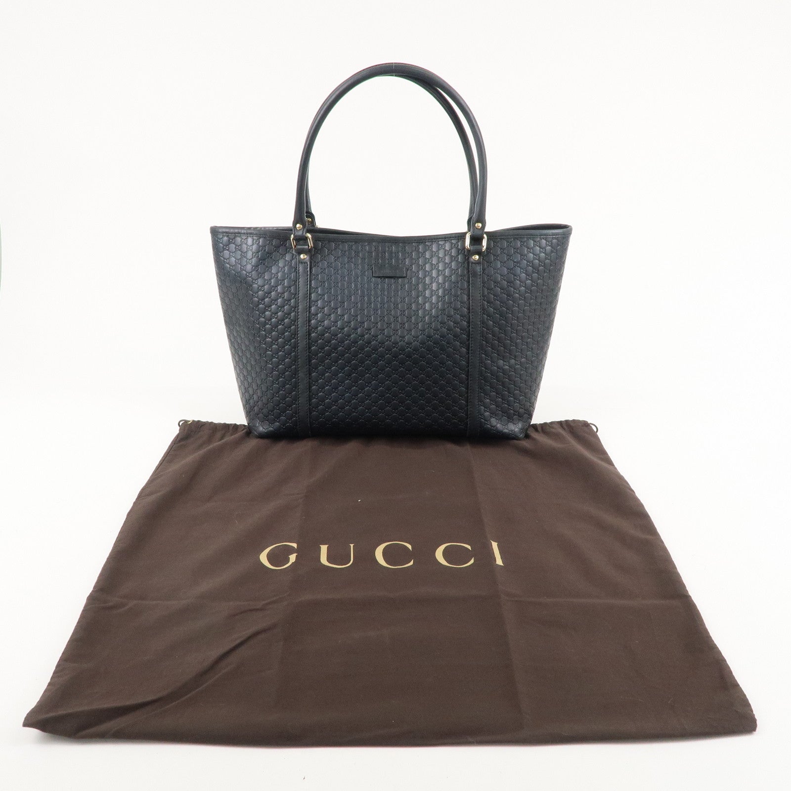 GUCCI Micro Guccissima Leather Tote Bag Black 449647