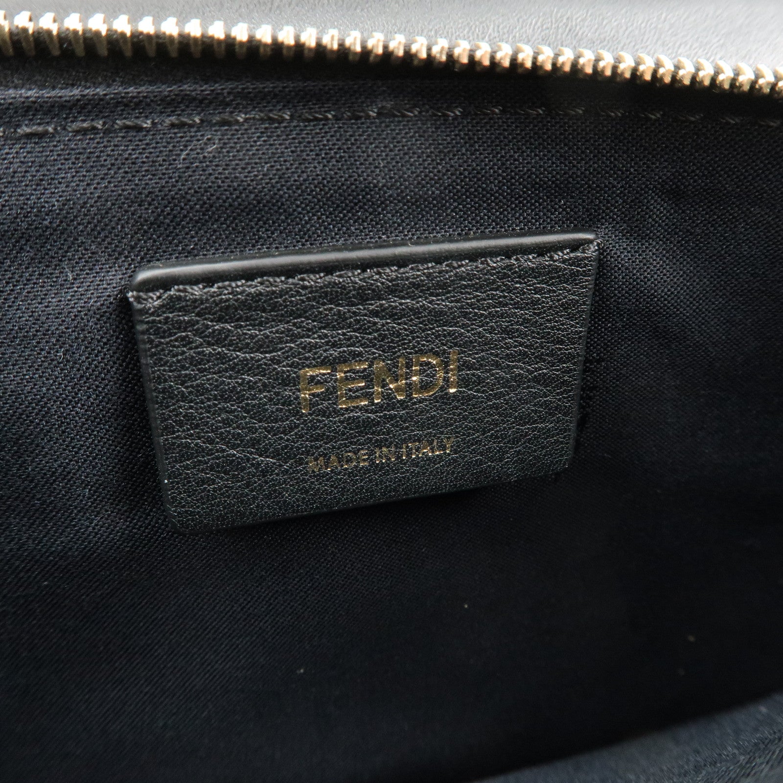 FENDI F is FENDI Leather Chain Wallet Clutch Bag Black 8BS006