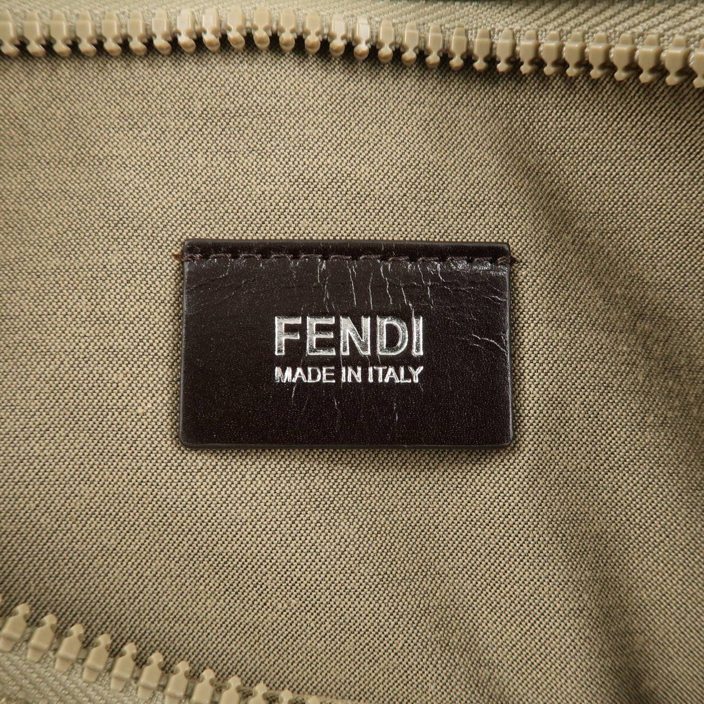 FENDI Zucca Canvas Leather Waist Bag Body Bag 7VA280 Beige