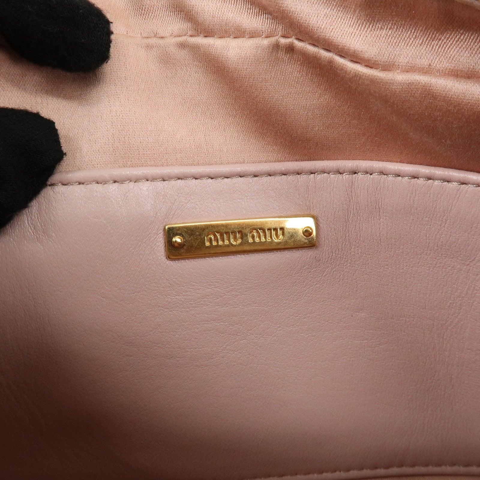 MIU MIU Matelasse Leather Chain Shoulder Bag Pink Beige Used