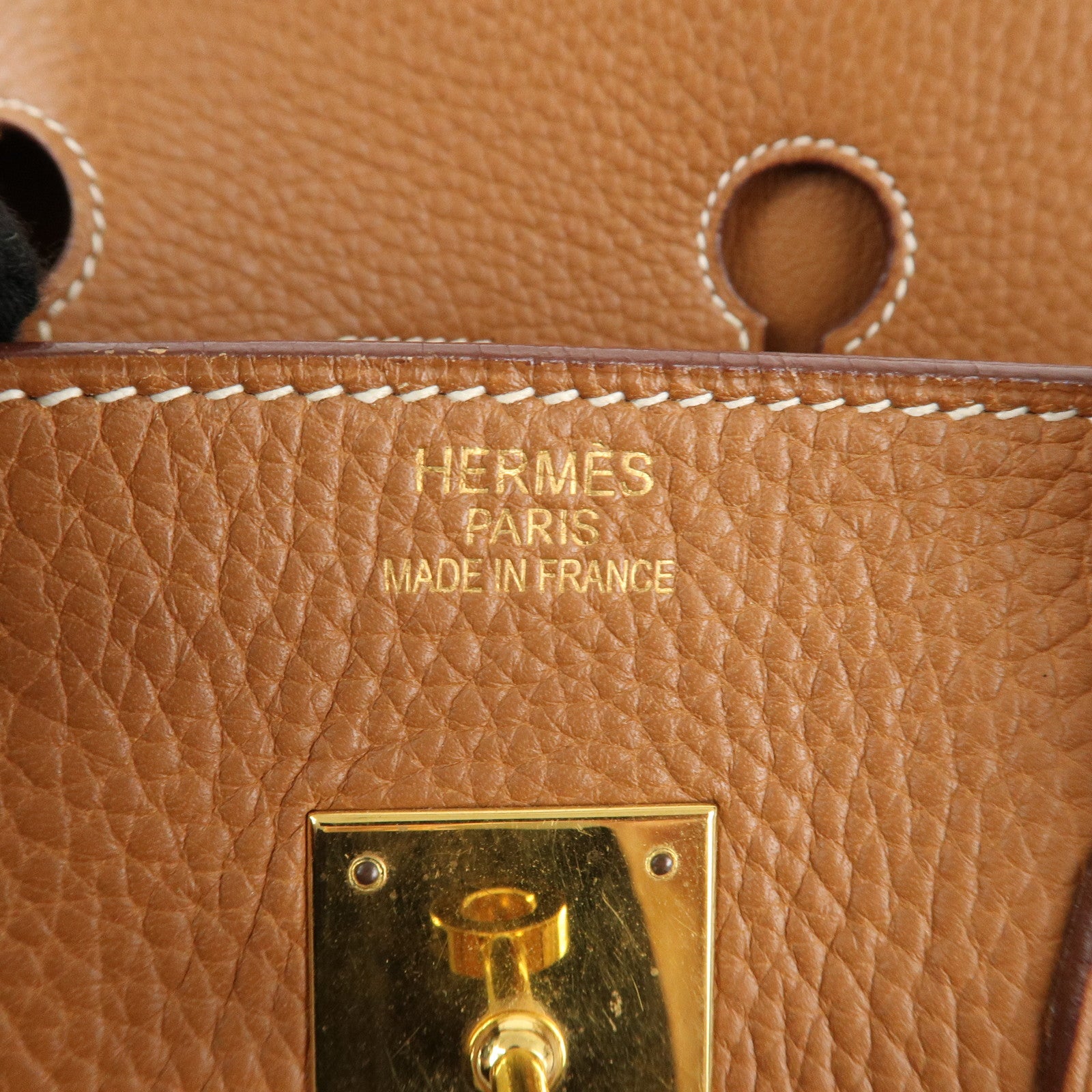 HERMES Taurillon Clemence Birkin 35 J stamped Gold