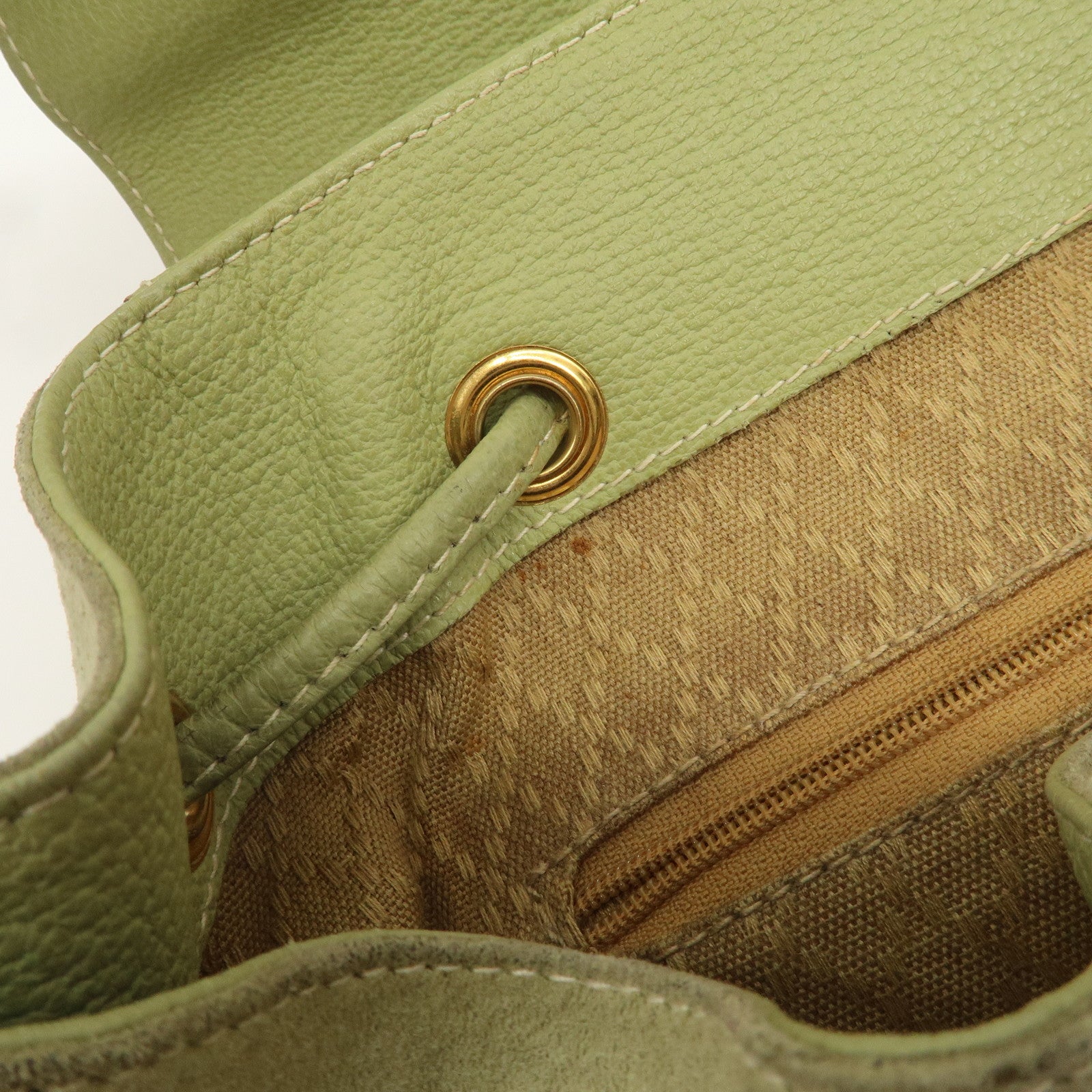 GUCCI Bamboo Suede Leather Ruck Sack Back Pack Green 003.58.0016