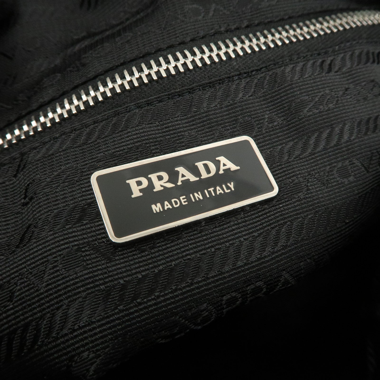 PRADA Leather Boston Bag Shoulder Bag Gray Silver Hardware