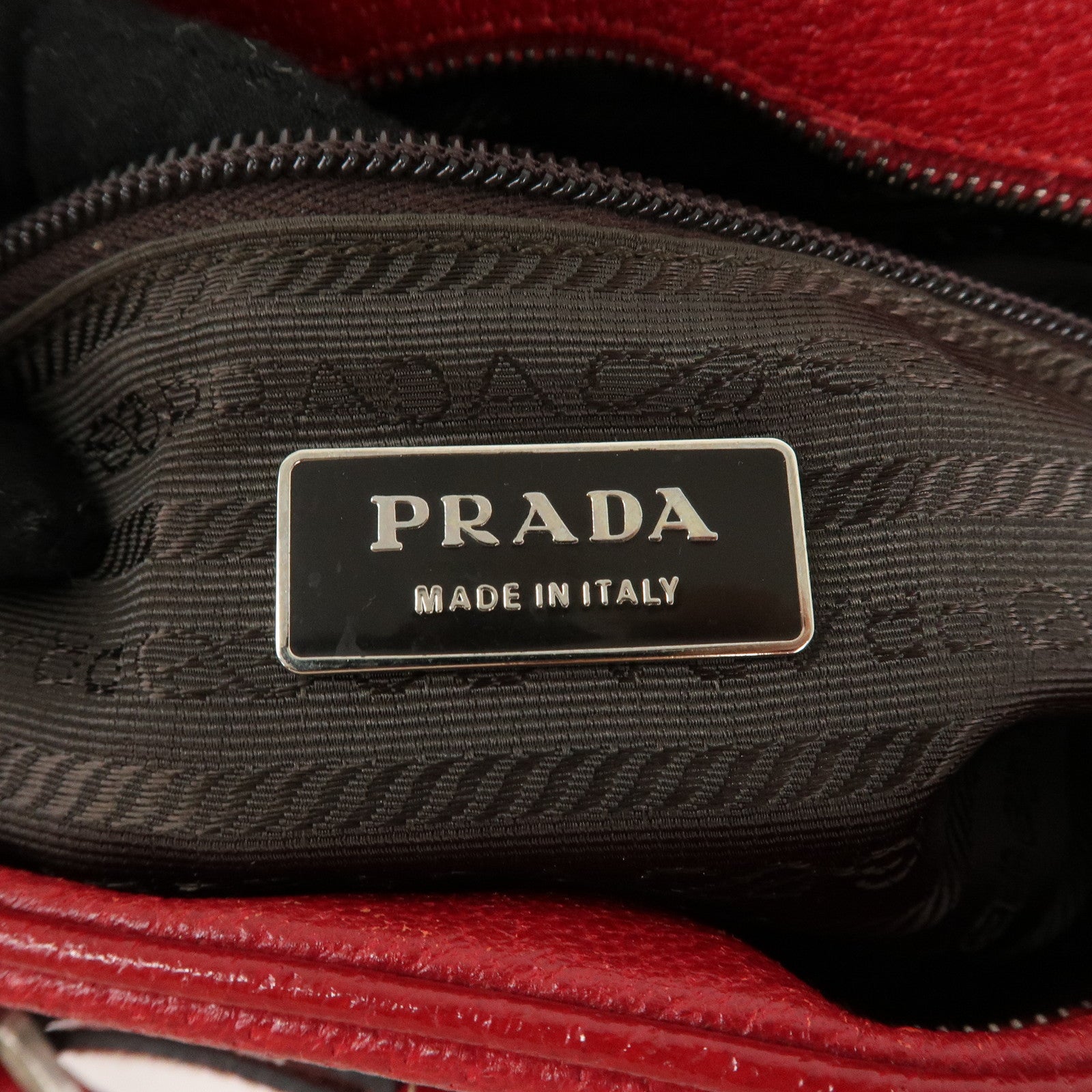 PRADA Leather Shoulder Bag Hand Bag Red B10748 F/S