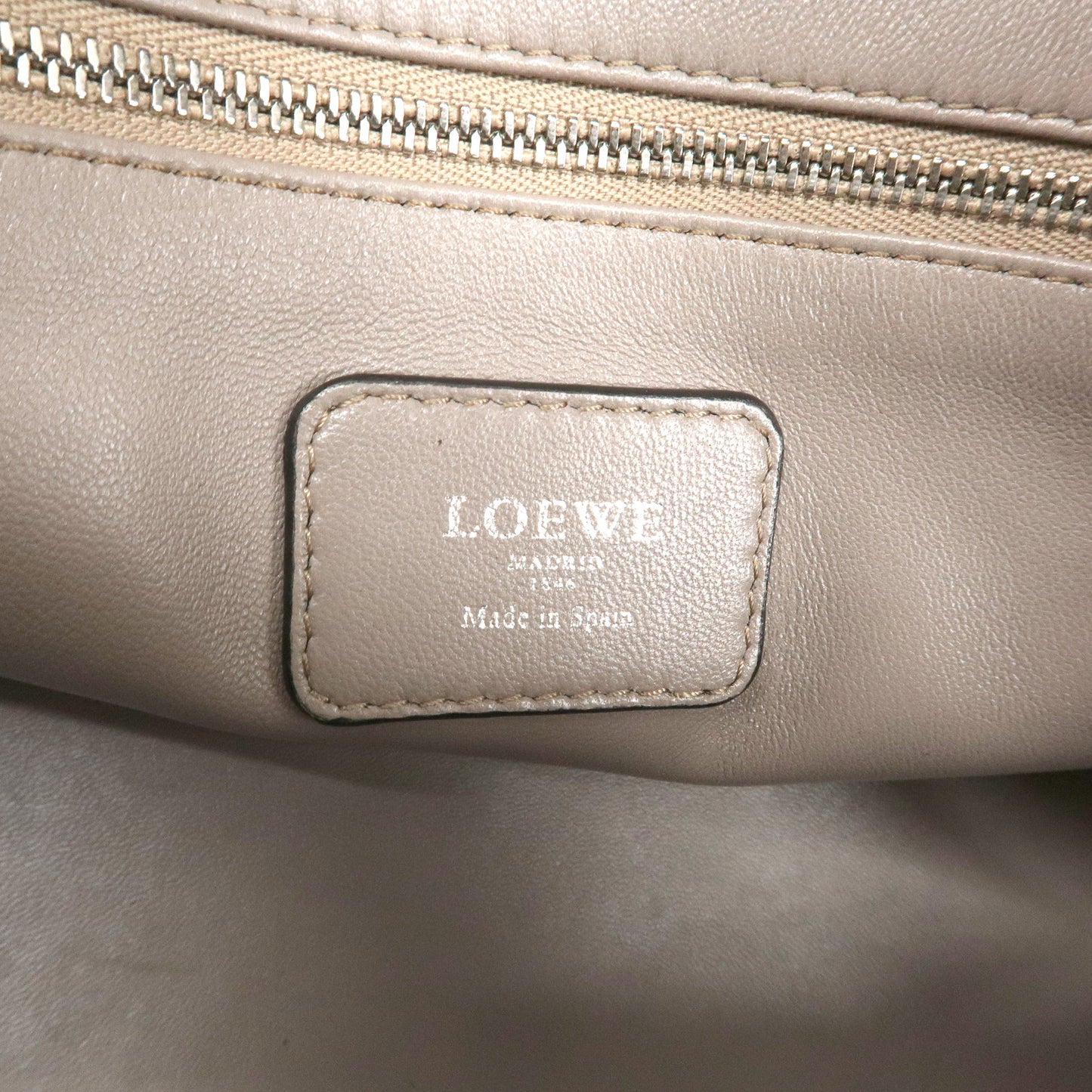 LOEWE Anagram Leather Amasona28 Hand Bag  Greige