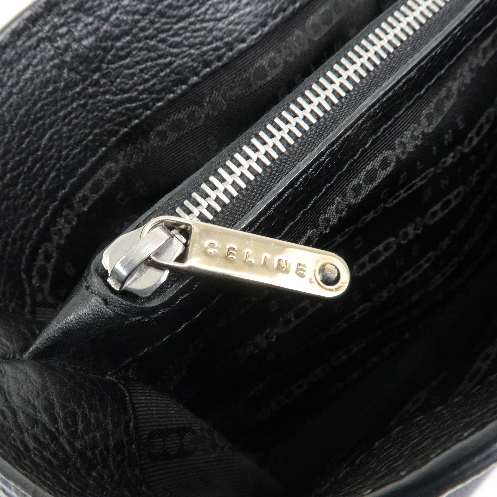 CELINE Macadam Engraved Leather Boogie Bag Hand Bag Black Used