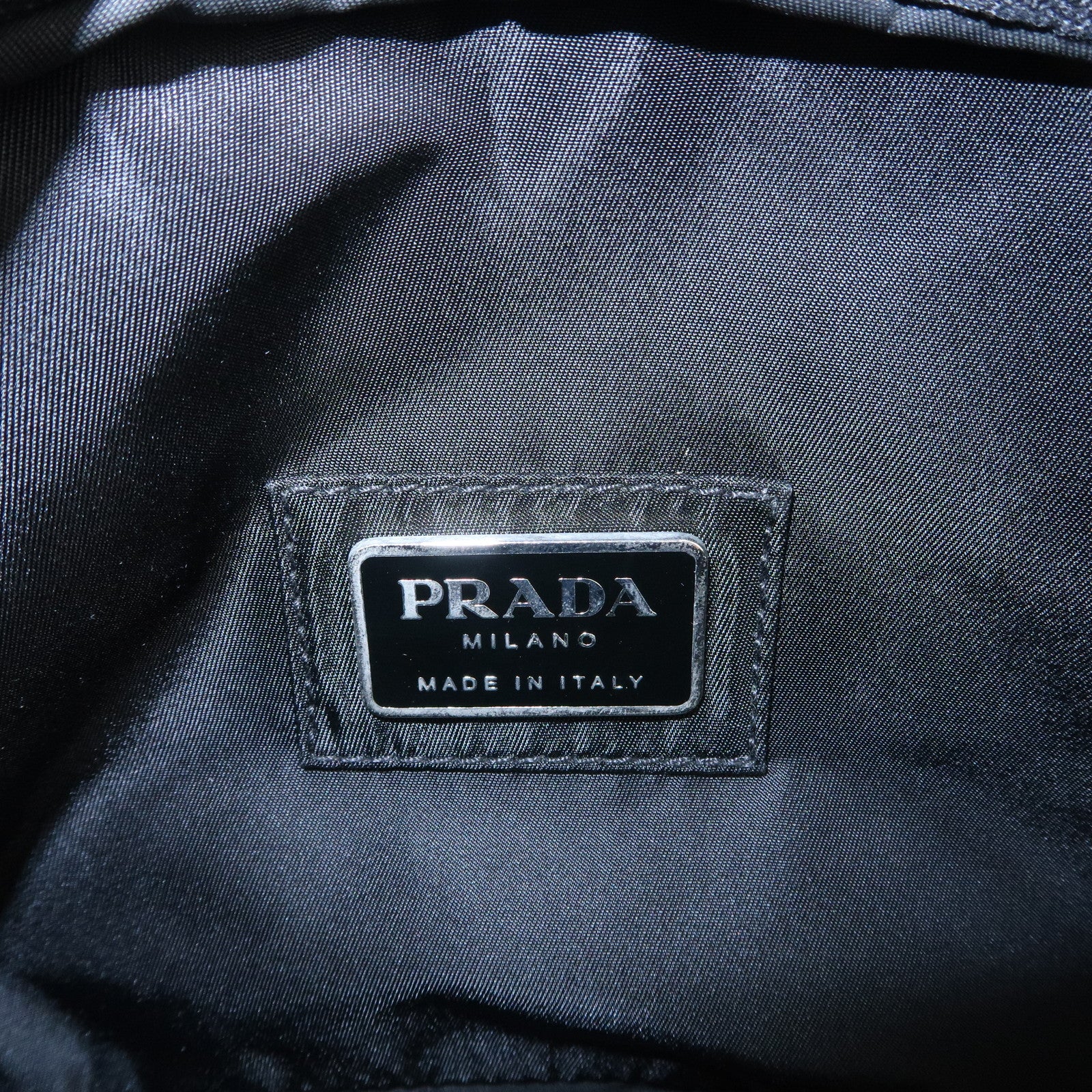 PRADA Nylon Leather Waist Bag Back Silver Hardware