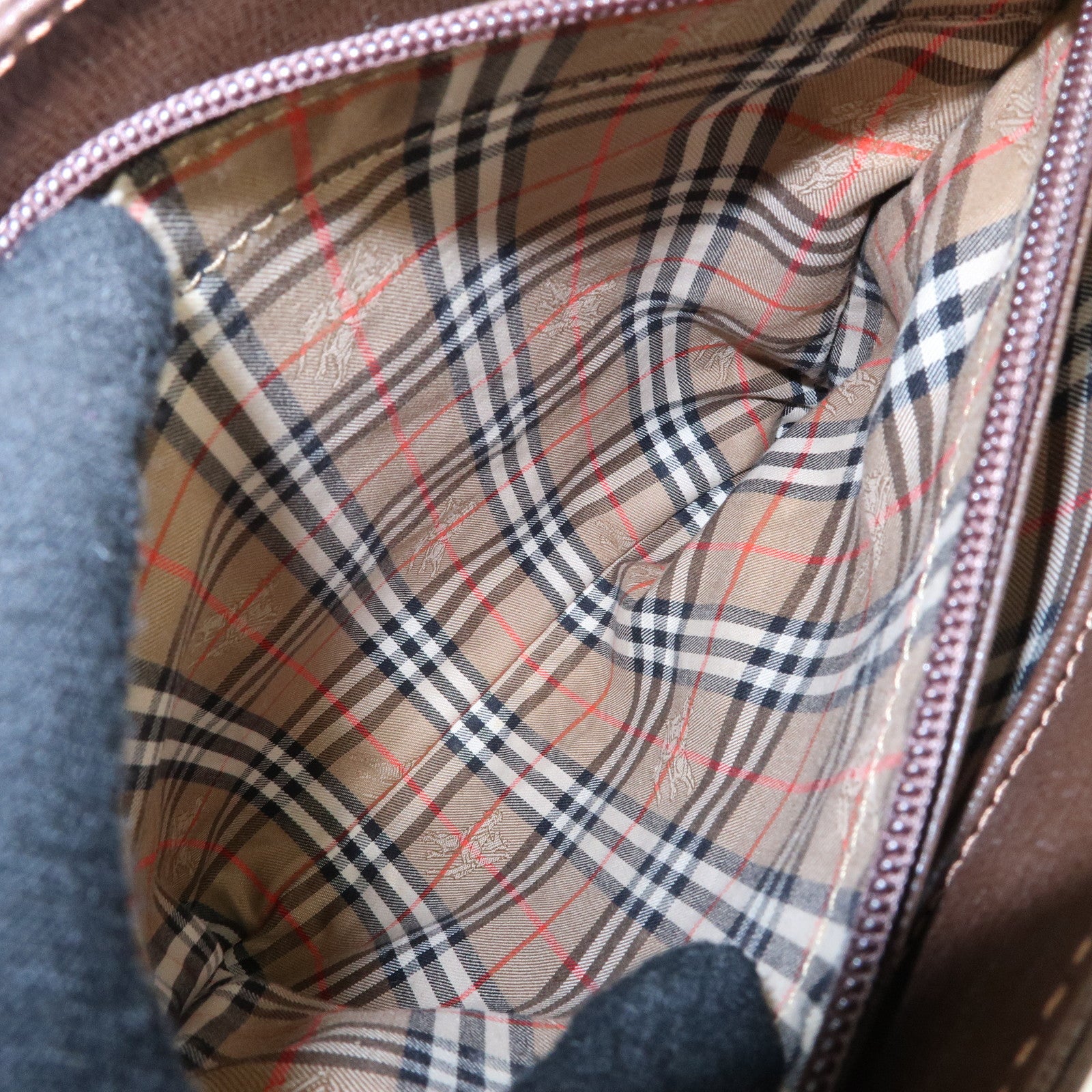 BURBERRY Leather Tote Bag Hand Bag Brown Used