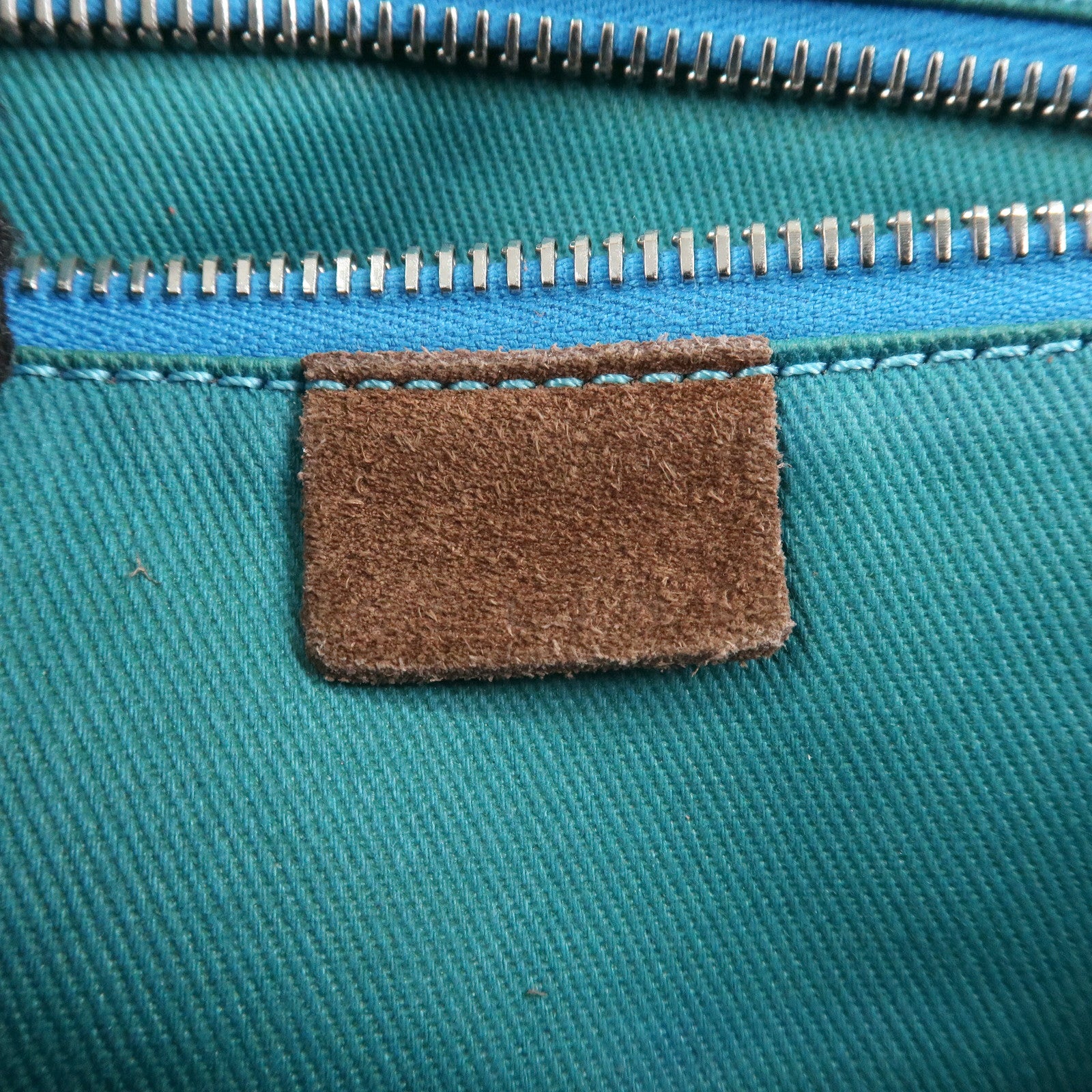 CELINE Suede Leather Shoulder Bag Macadam Engraved Flower Brown Used