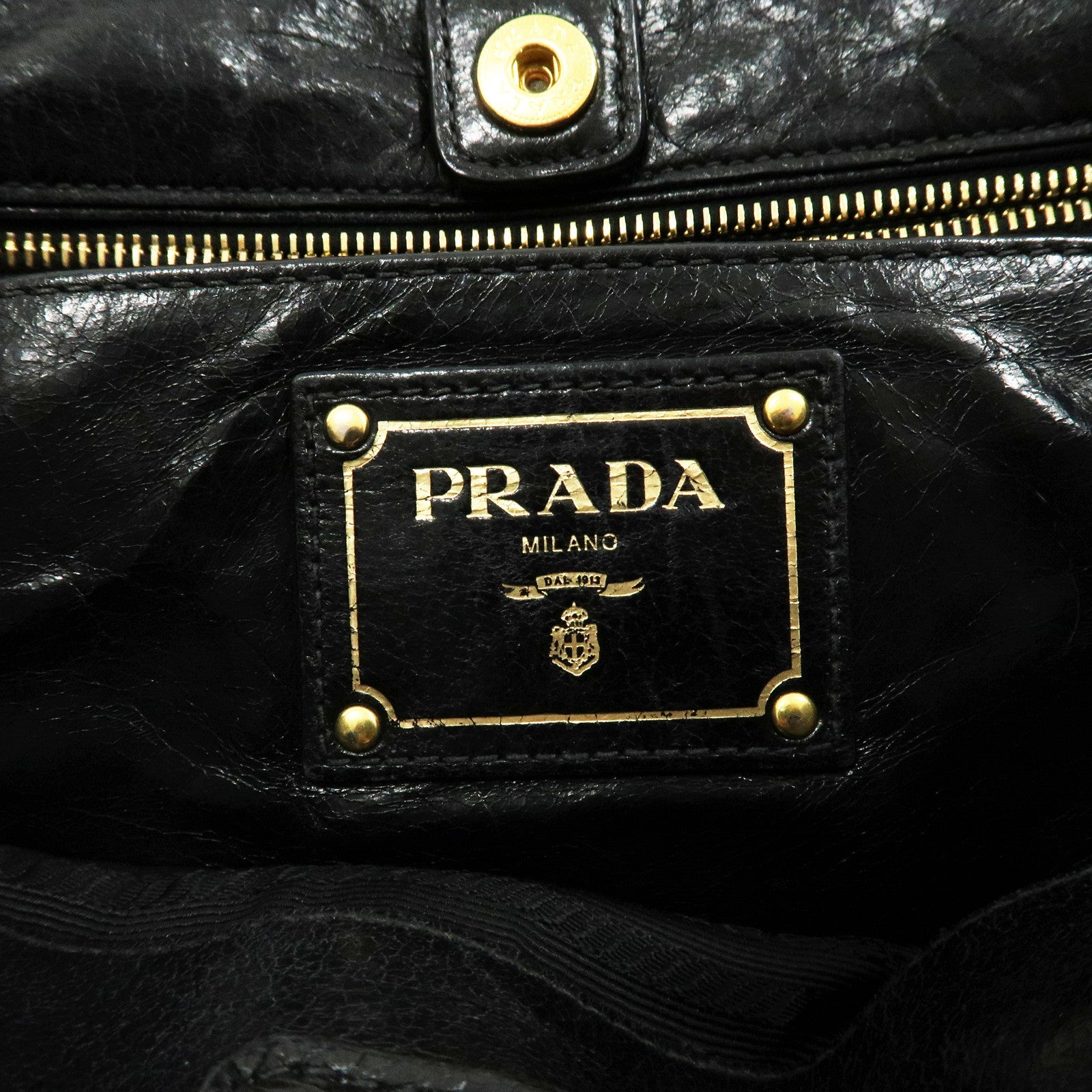 PRADA Leather 2Way Hand Bag Shoulder Bag Black BN2324